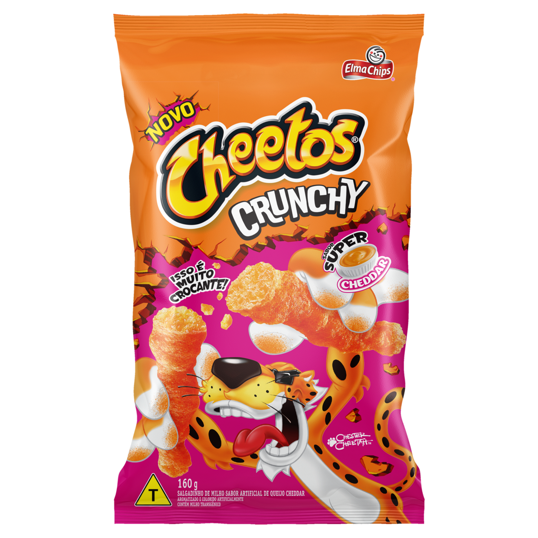 Salgadinho de Milho Crunchy Super Cheddar Cheetos Elma Chips Pacote 160g