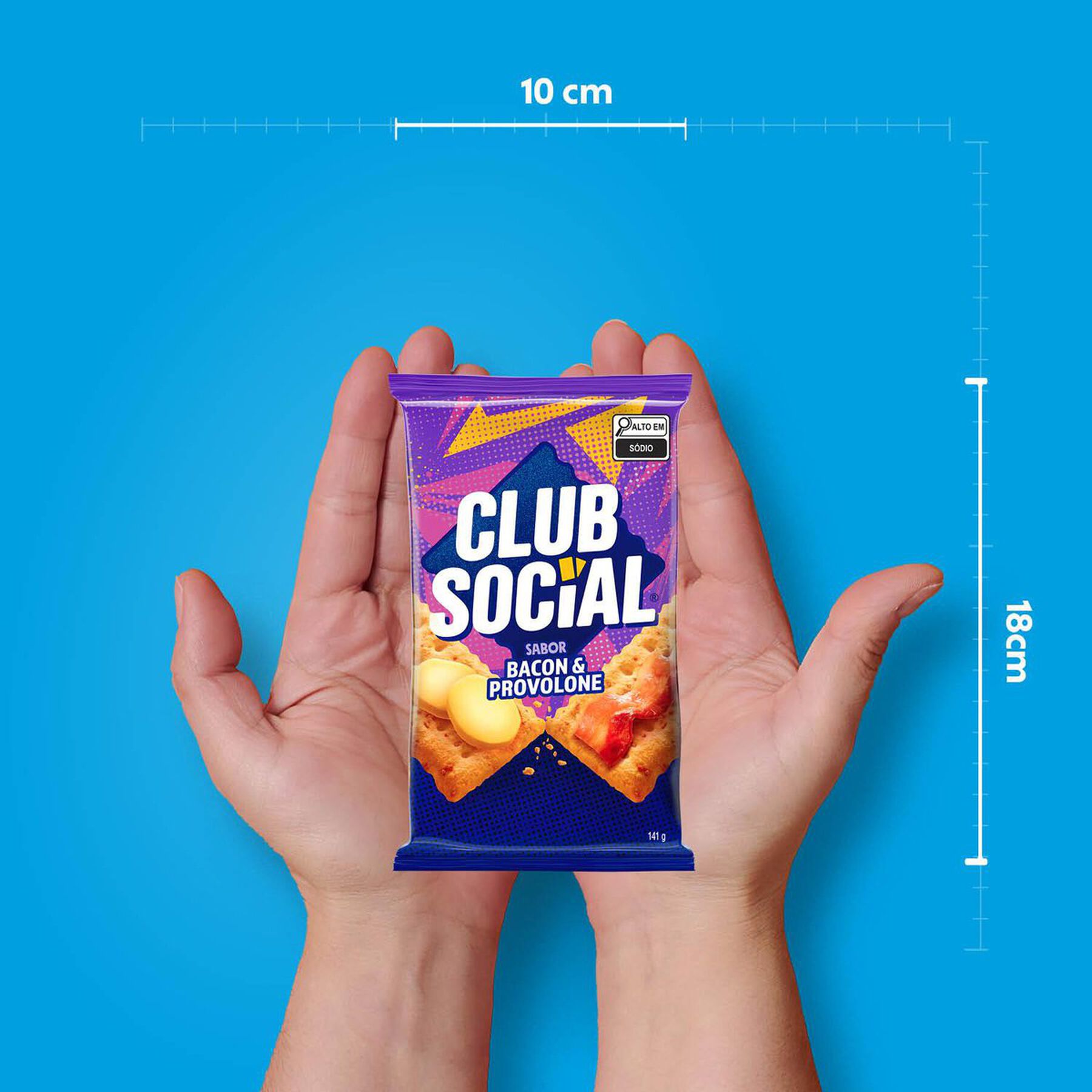 Biscoito Bacon e Provolone Club Social Pacote 141g C/6 Unidades