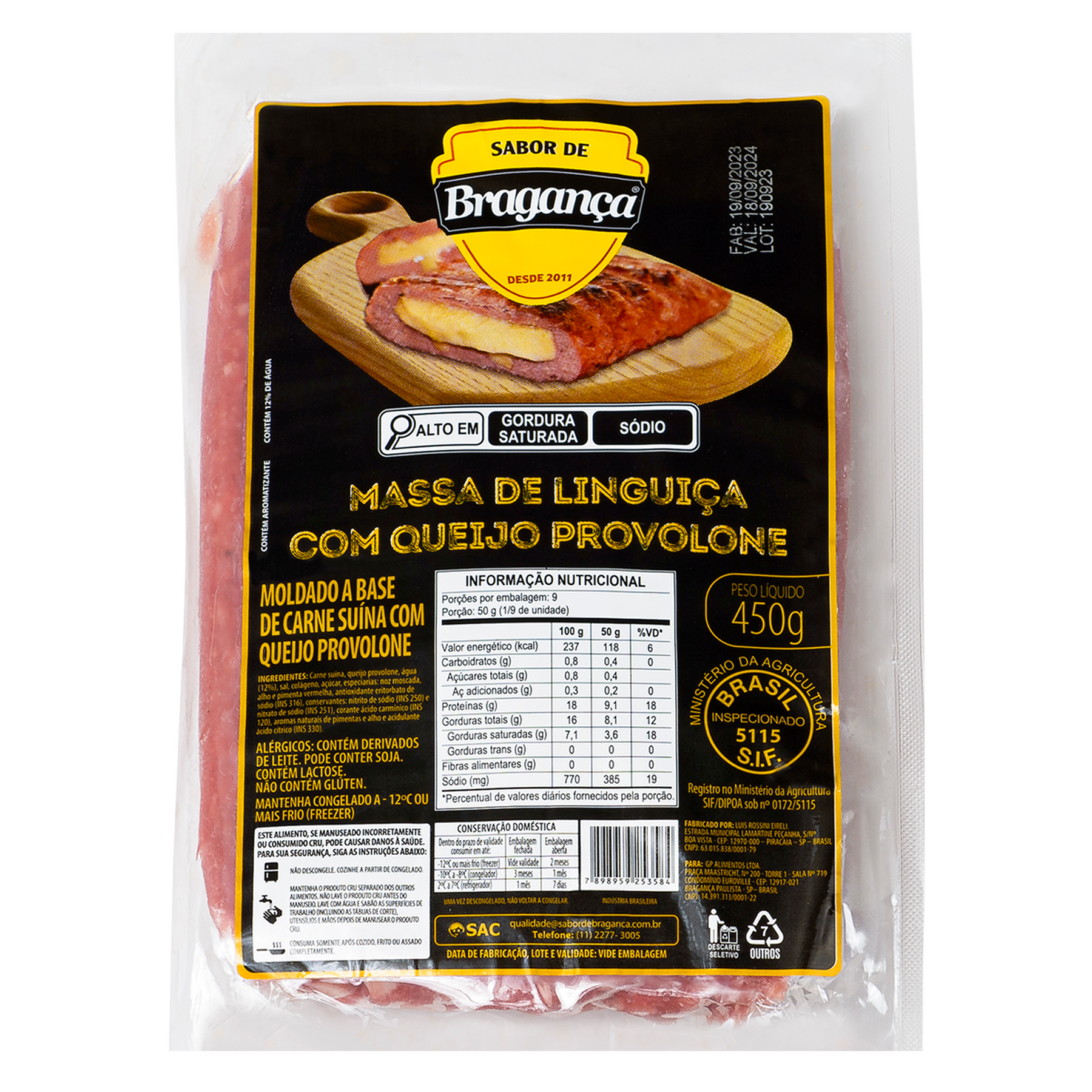 Massa de Lingui&ccedil;a com Queijo Provolone Sabor de Bragan&ccedil;a 450g