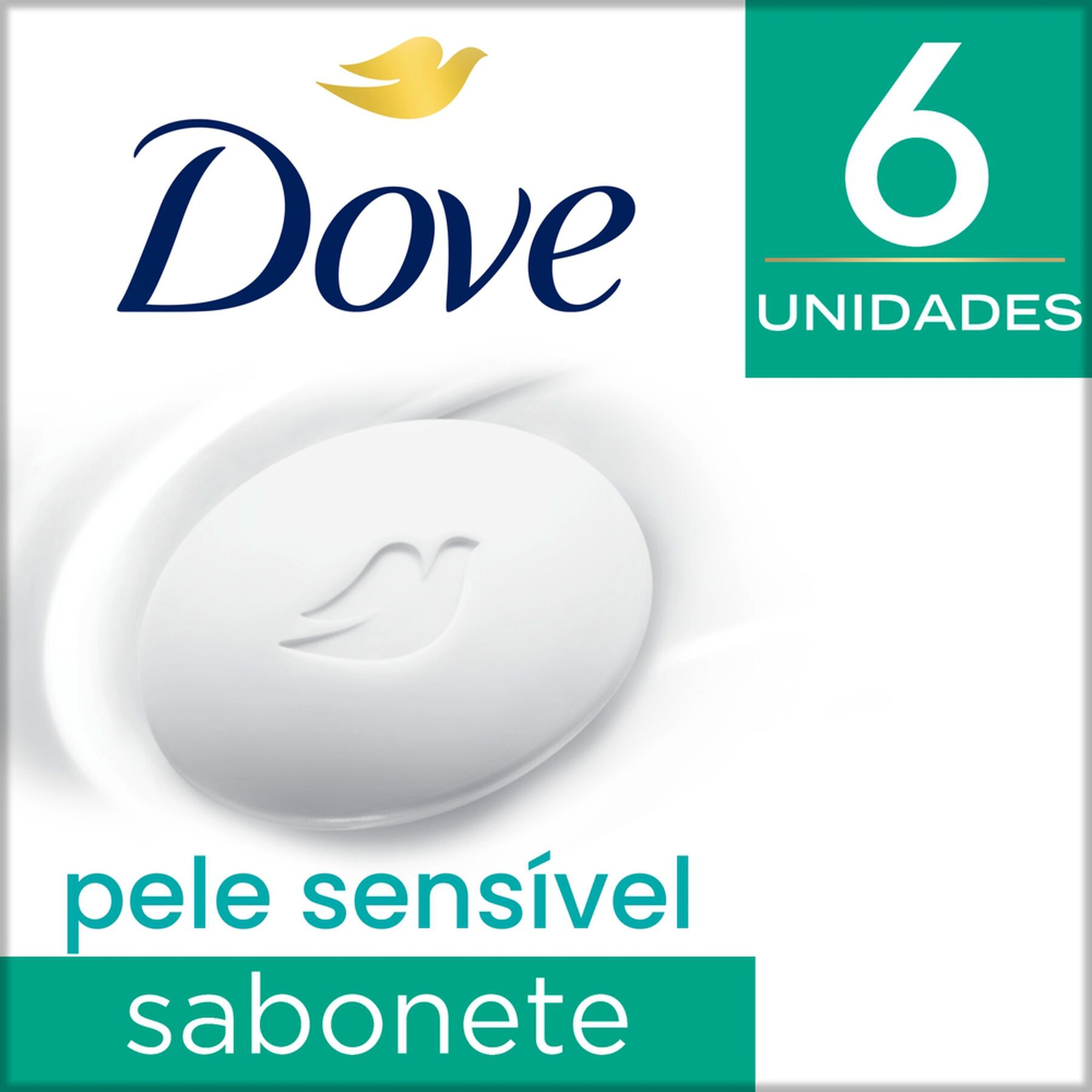Sabonete em Barra Pele Sens&iacute;vel Dove Envolt&oacute;rio C/6 Unidades 90g Cada