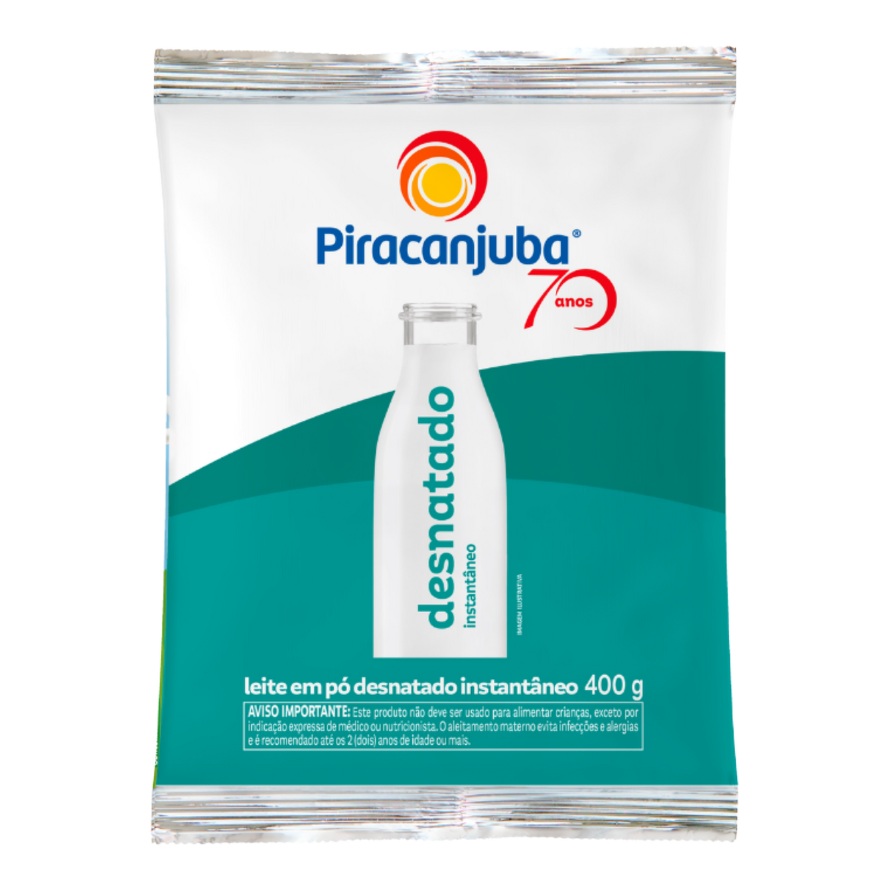 Leite em P&oacute; Desnatado Instant&acirc;neo Piracanjuba Pacote 400g