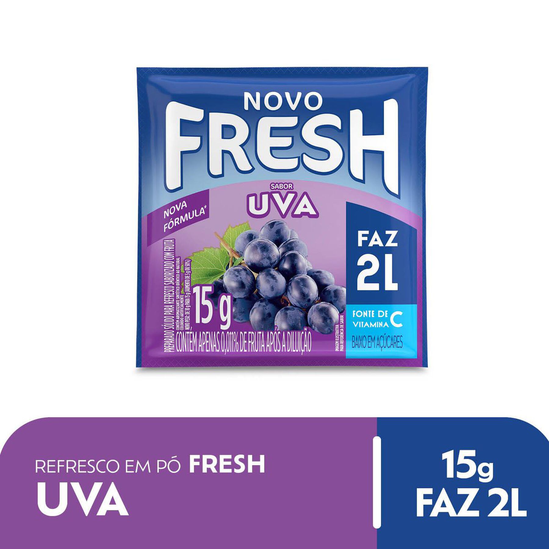 Refresco em Pó Uva Fresh Pacote 15g