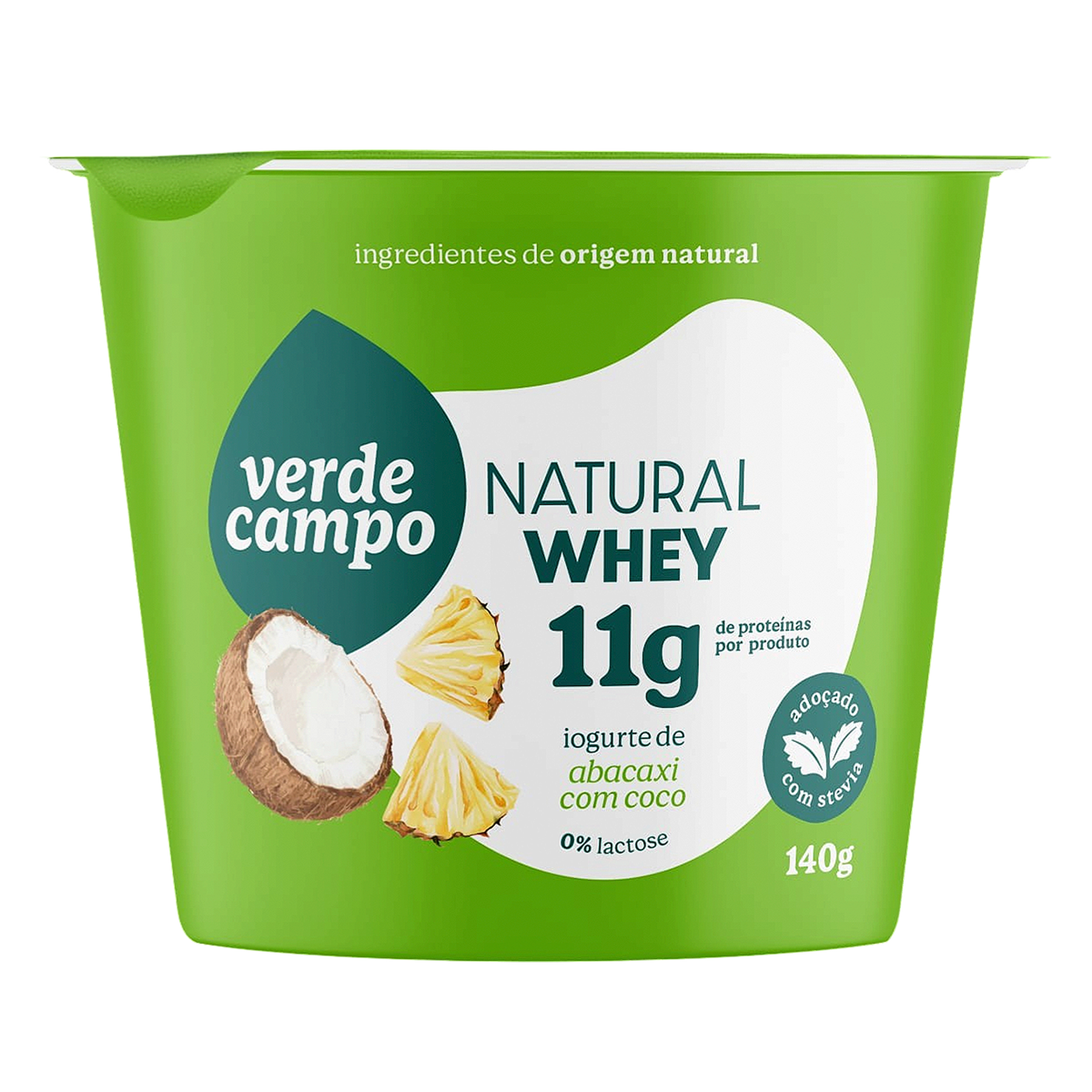 Iogurte Abacaxi com Coco Natural Whey 11g Verde Campo Pote 140g&nbsp;