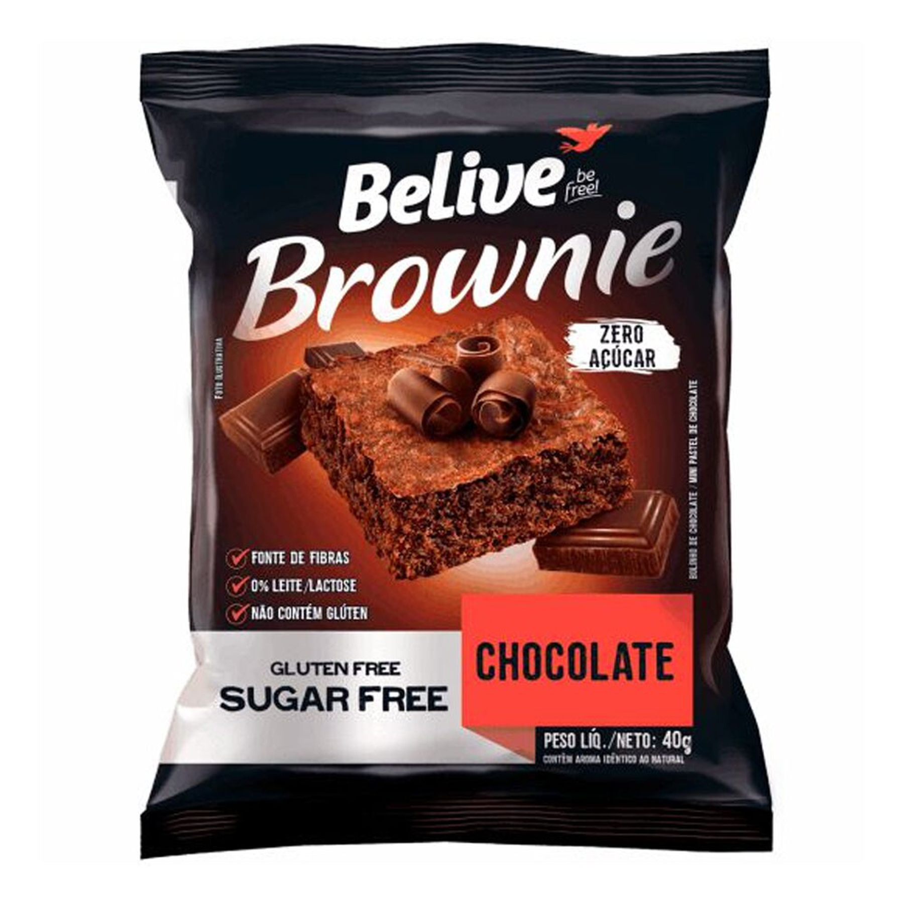 Brownie Chocolate Sem Gl&uacute;ten Belive Pacote 40g