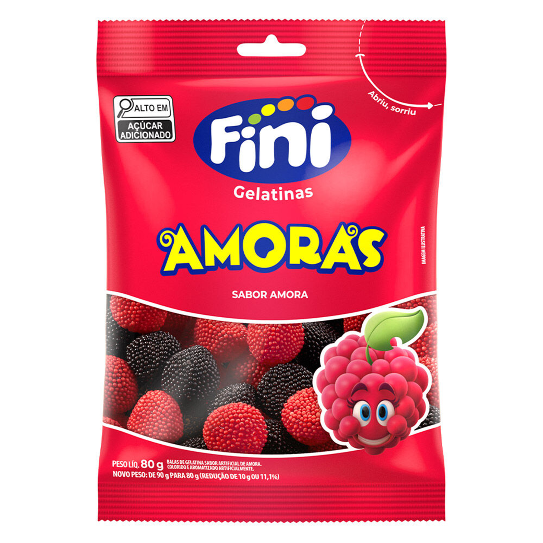 Bala de Gelatina Fini Amoras Pacote 80g&nbsp;
