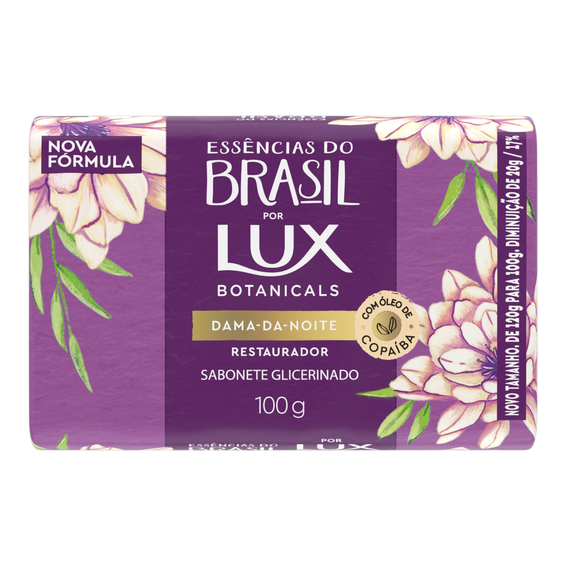 Sabonete Barra Glicerinado Dama-da-Noite Ess&ecirc;ncias do Brasil Lux Botanicals Envolt&oacute;rio 100g
