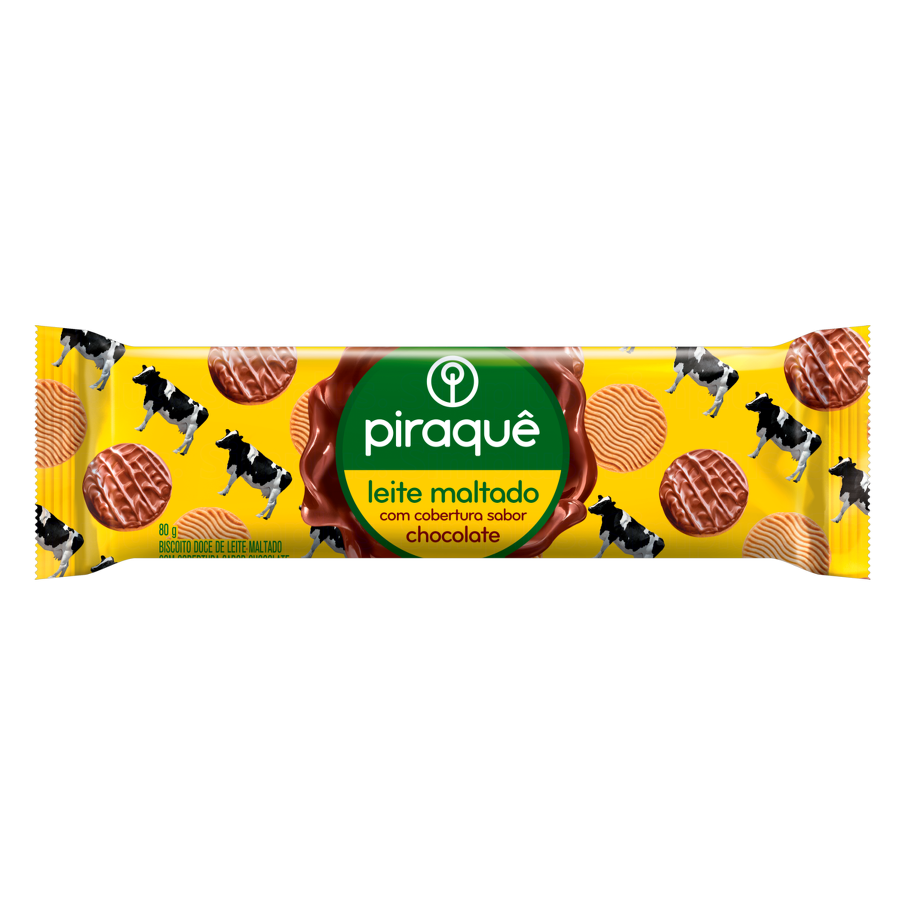 Biscoito Leite Maltado Cobertura Chocolate Piraquê Pacote 80g