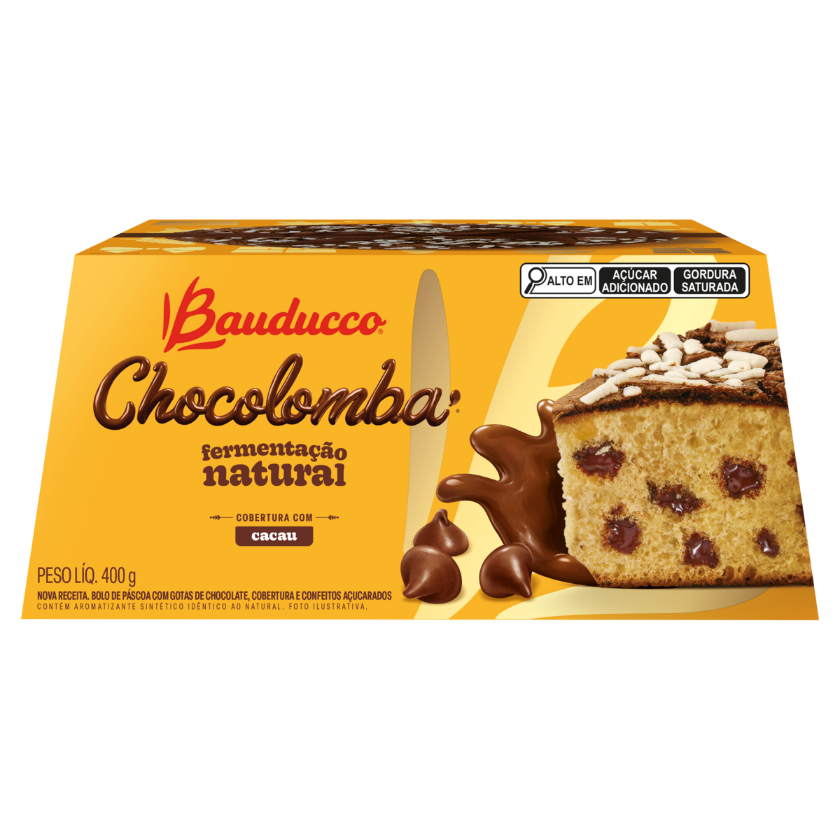 Chocolomba com Gotas de Chocolate, Cobertura e Confeitos A&ccedil;ucarados Bauducco Caixa 400g