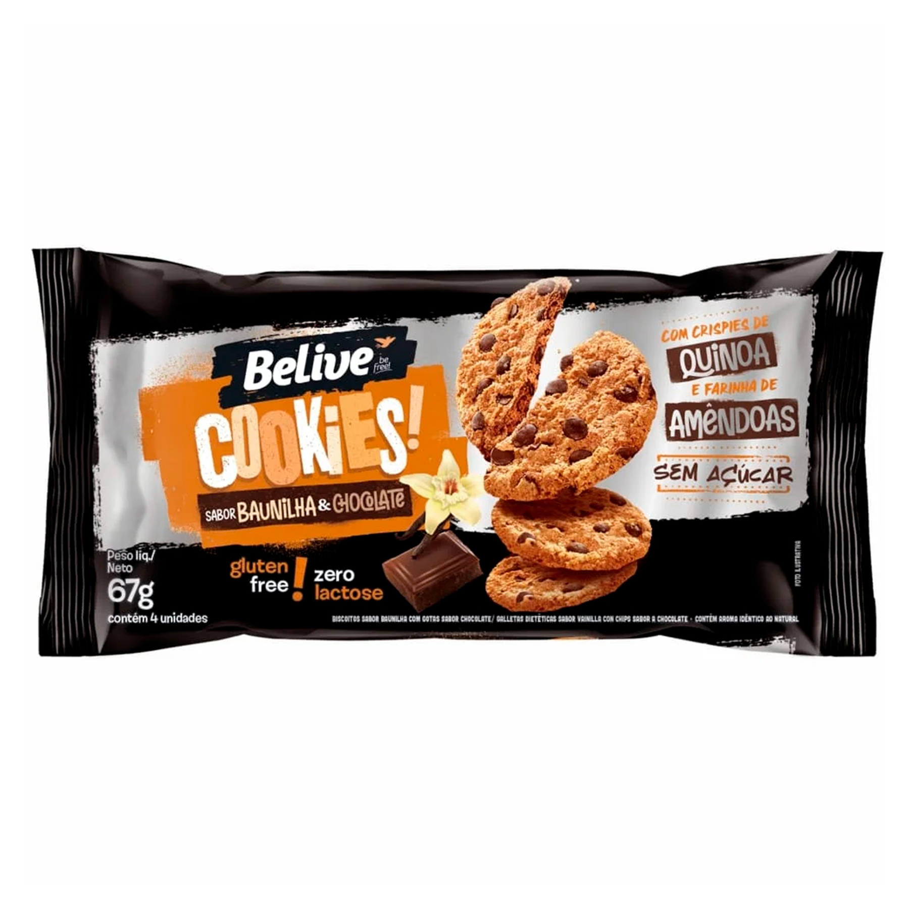 Cookies Baunilha e Chocolate Belive Pacote 67g
