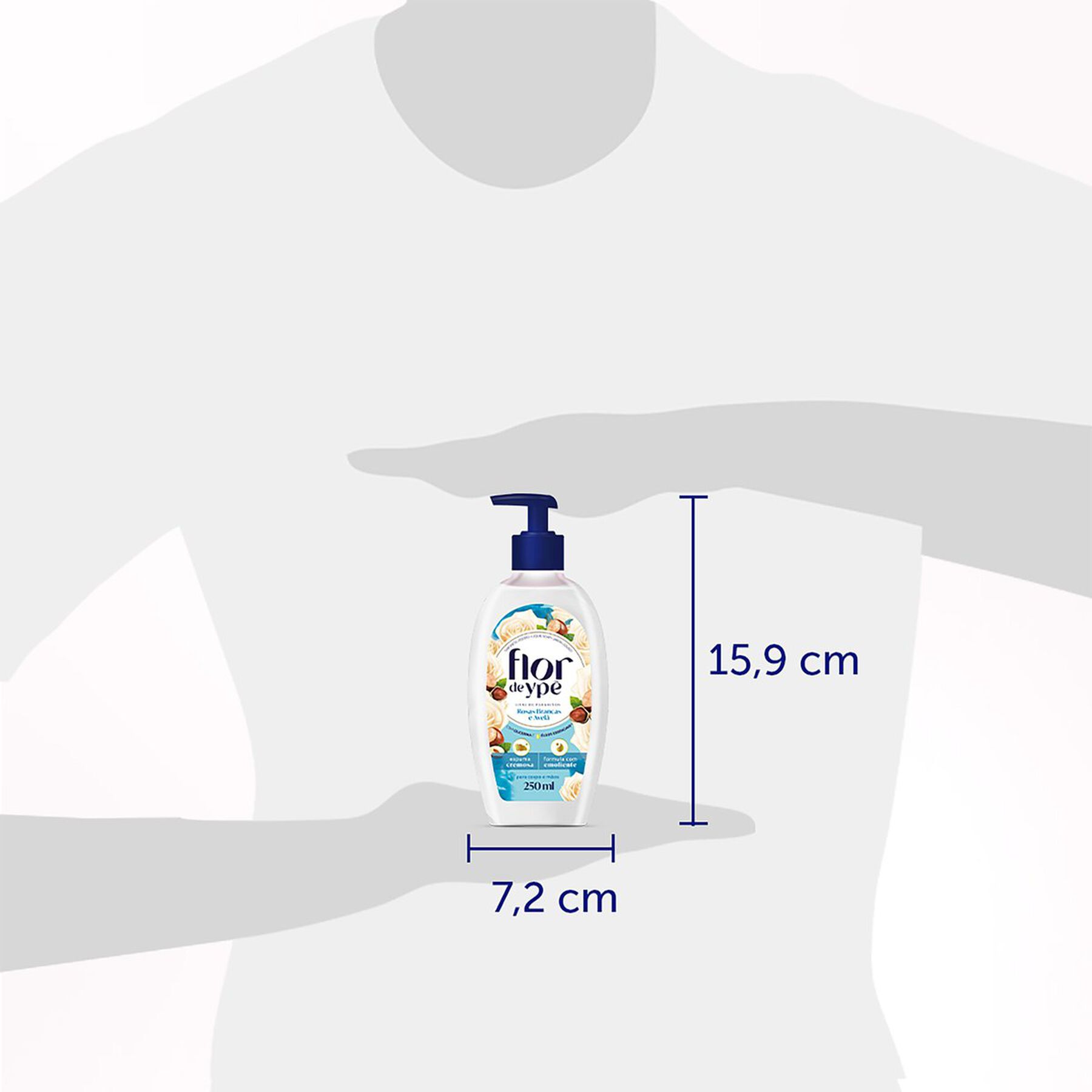 Sabonete Líquido Corpo e Mãos Rosas Brancas e Avelã Flor de Ypê Frasco Pump 250ml