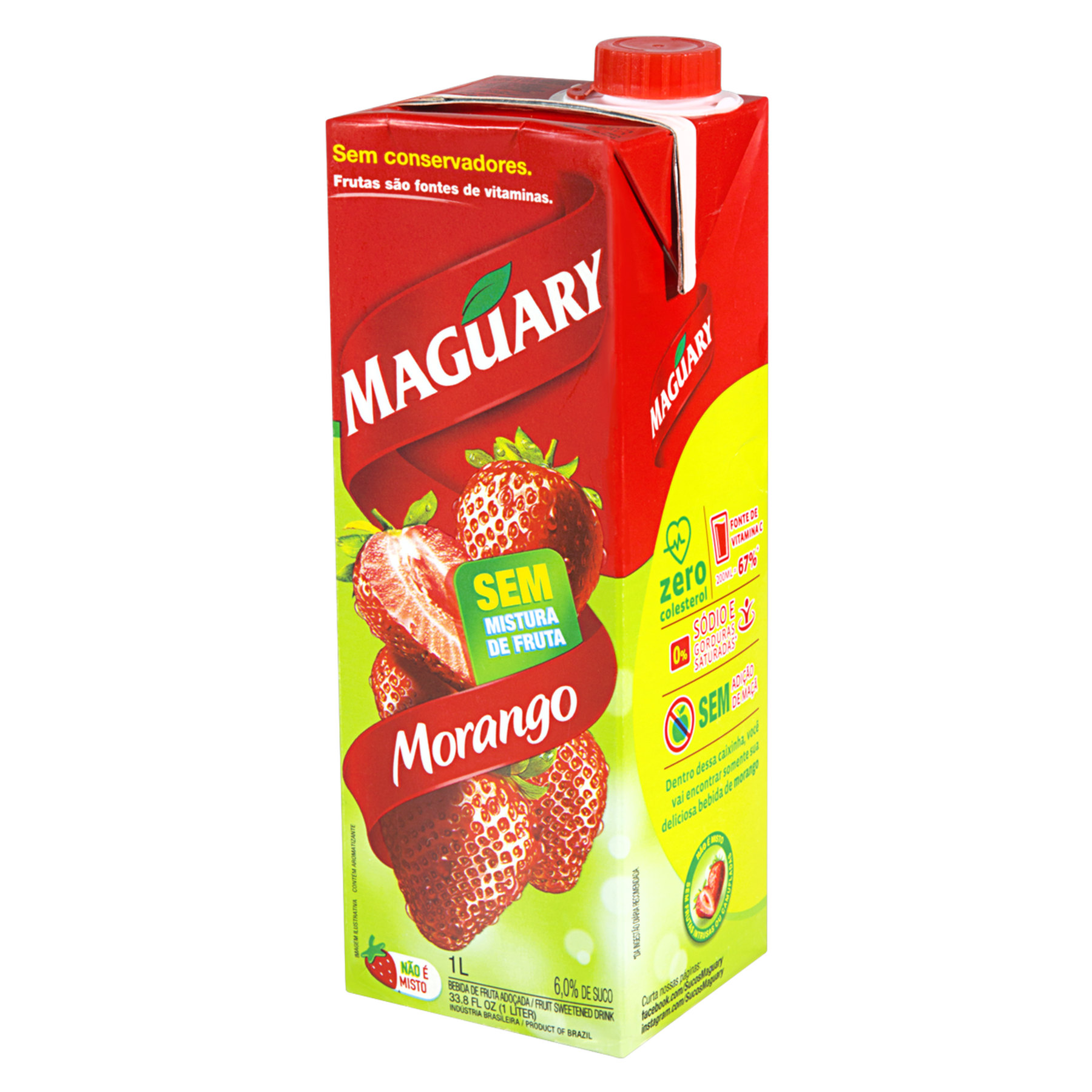 Bebida Ado&ccedil;ada Morango Maguary Caixa 1l