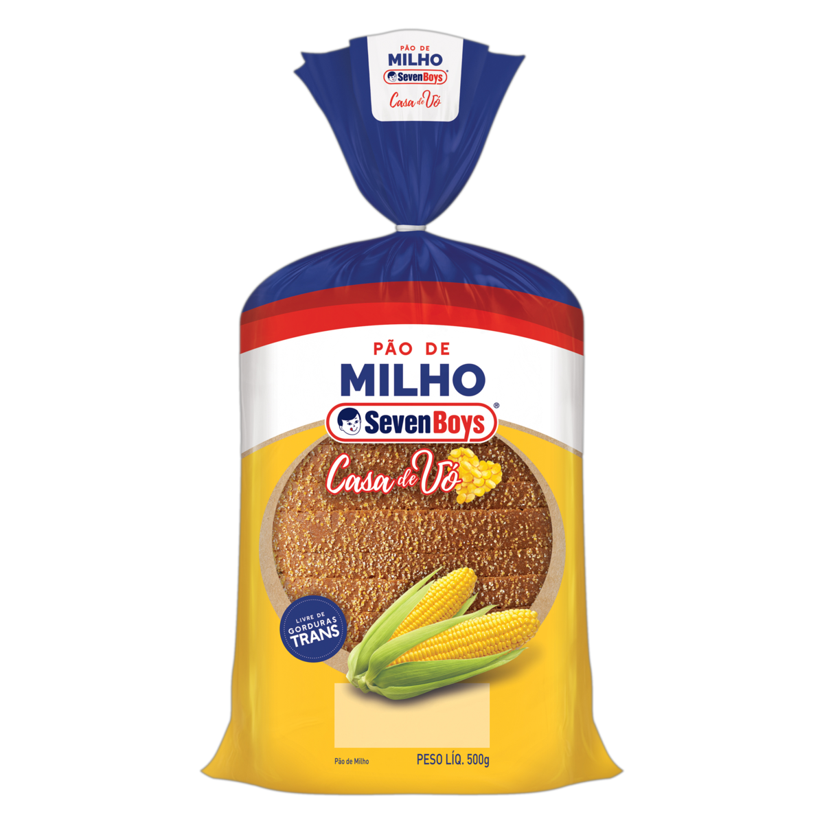 P&atilde;o Milho Seven Boys Casa de V&oacute; Pacote 500g