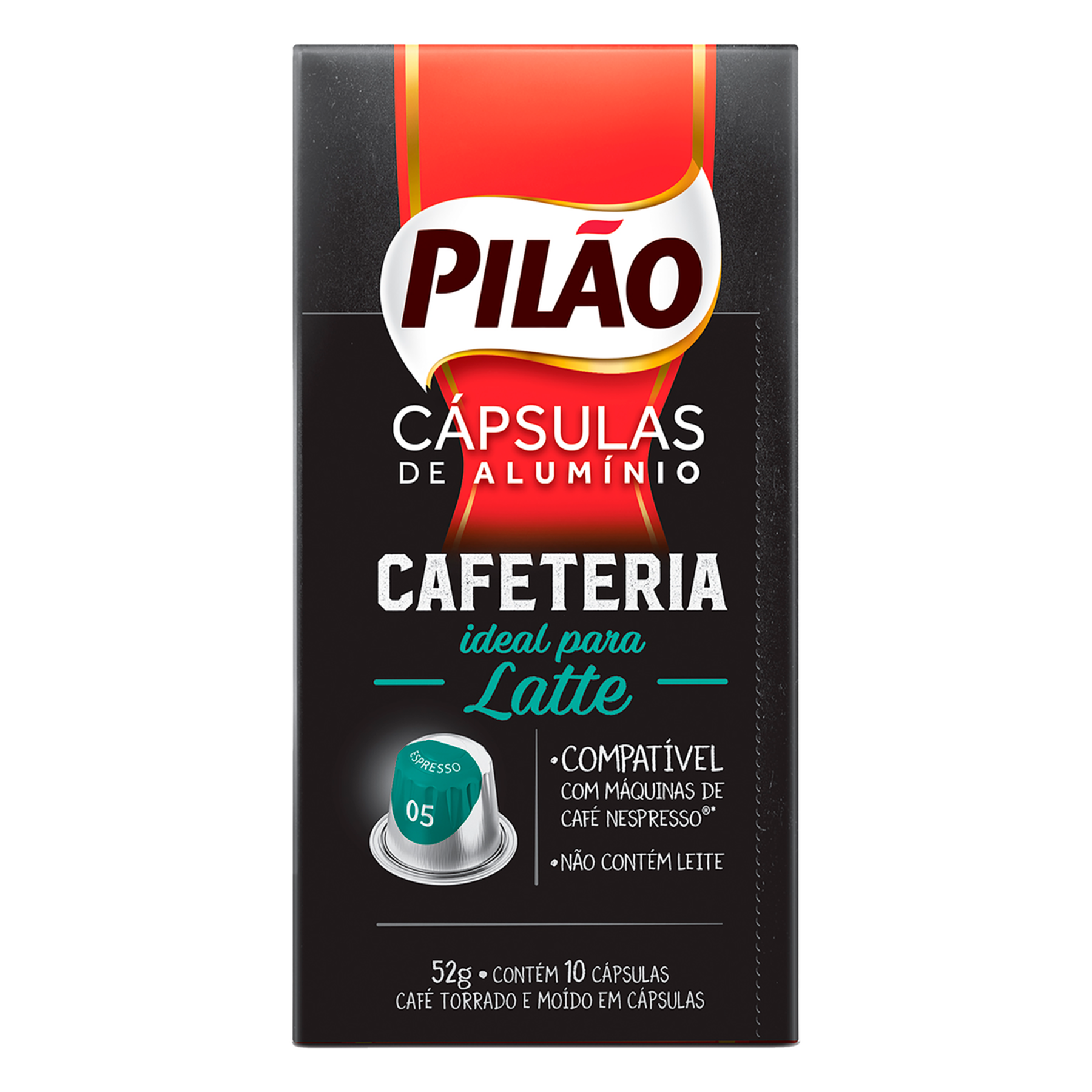 Café em Cápsula Torrado e Moído Cafeteria Pilão 52g C/10 Unidades