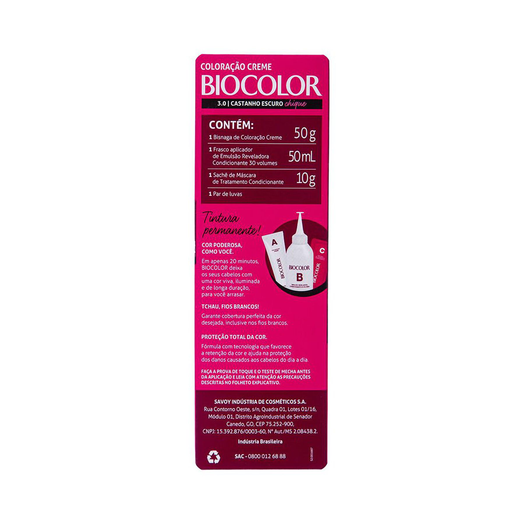 Tintura para Cabelo Castanho Escuro 3.0 Biocolor 