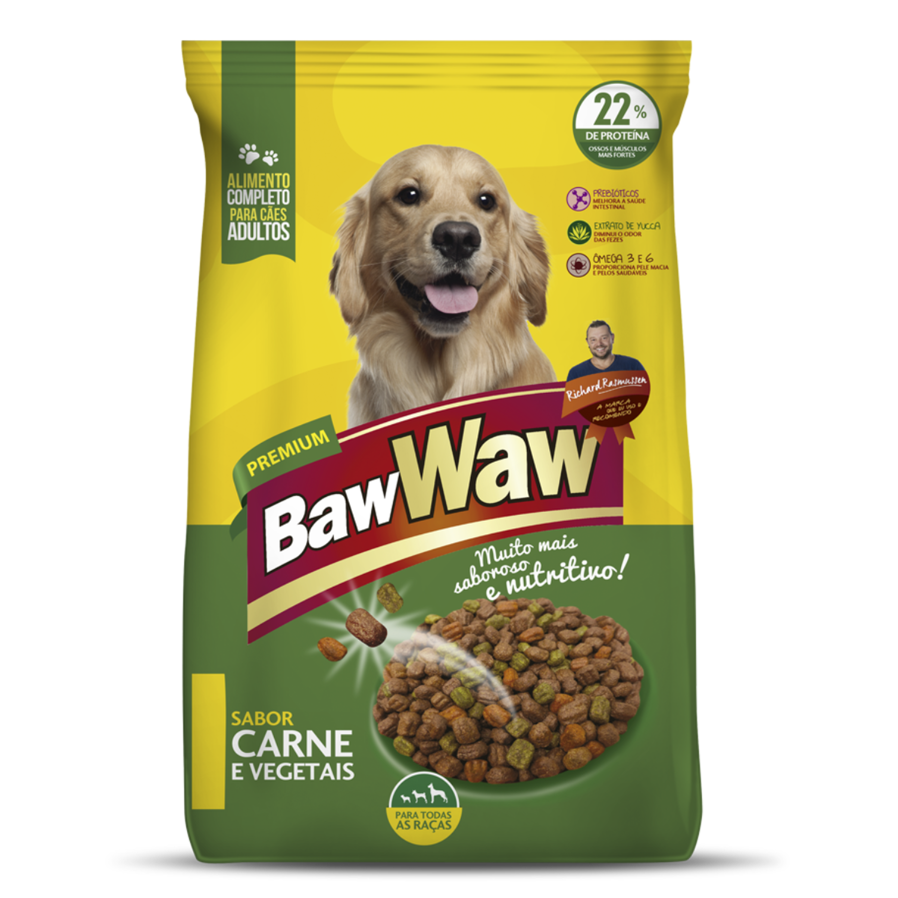 Alimento para Cães Adultos Carne e Vegetais Baw Waw Premium Pacote 6kg