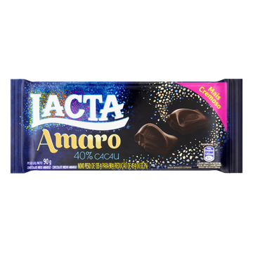 Chocolate Meio Amargo 40% Cacau Lacta Amaro Pacote 90g