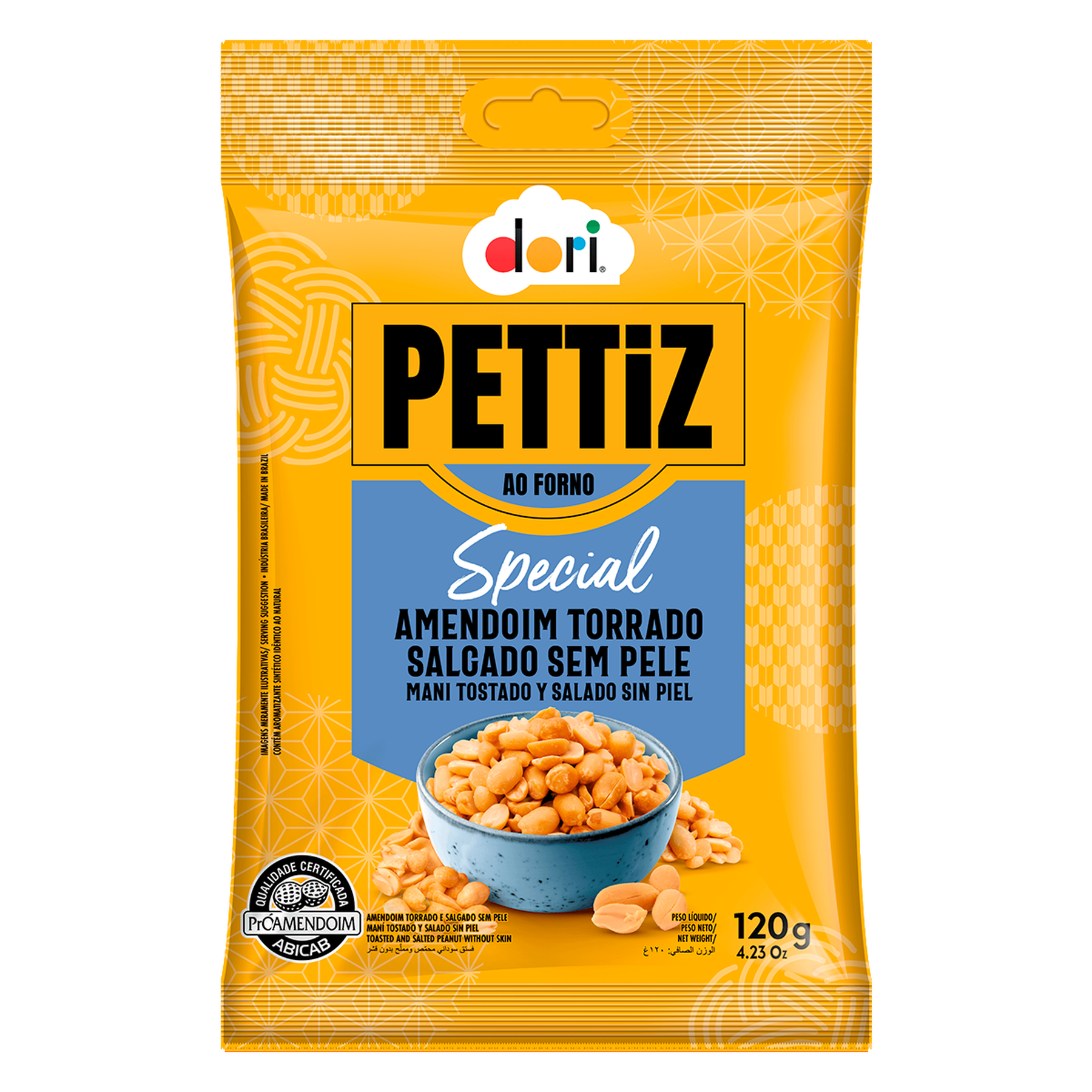Amendoim Torrado Salgado sem Pele Pettiz Special Dori Pacote 120g