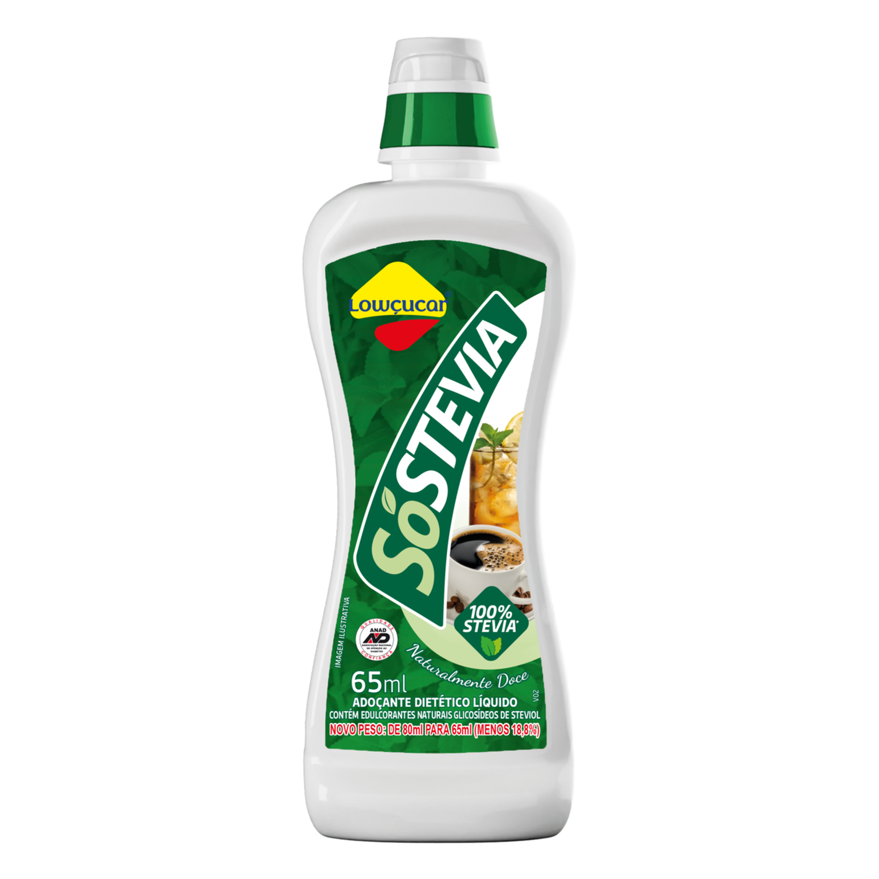 Ado&ccedil;ante L&iacute;quido S&oacute;Stevia Low&ccedil;ucar Frasco 65ml