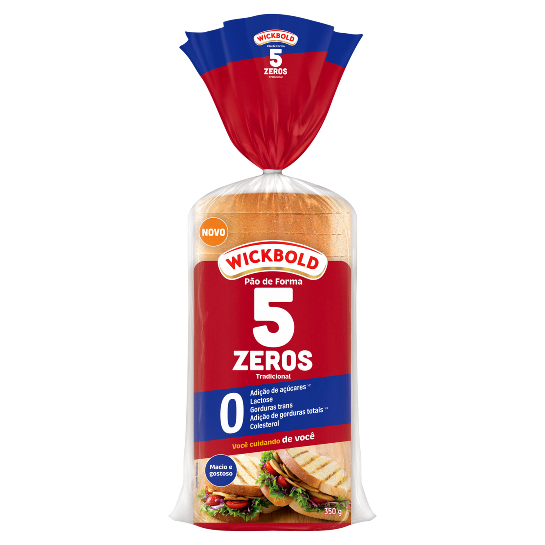 Pão de Forma Tradicional Zero Lactose 5 Zeros Wickbold Pacote 350g