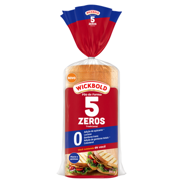 Pão de Forma Tradicional Zero Lactose 5 Zeros Wickbold Pacote 350g