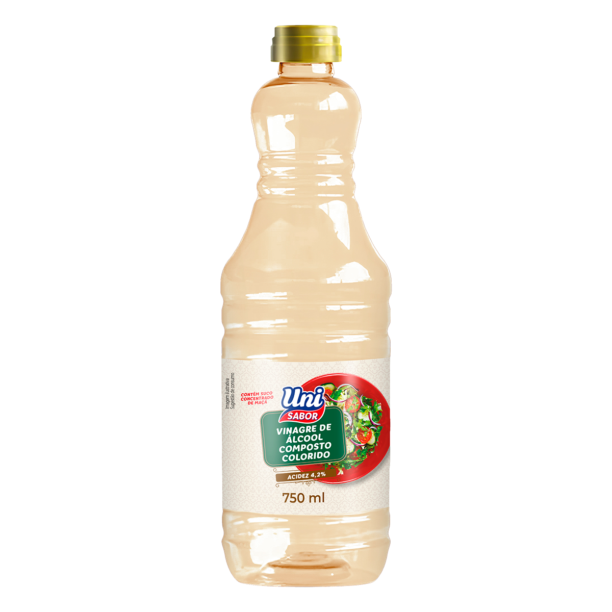 Vinagre de &Aacute;lcool Composto Colorido Ma&ccedil;&atilde; 4,2% Uni Sabor 750ml