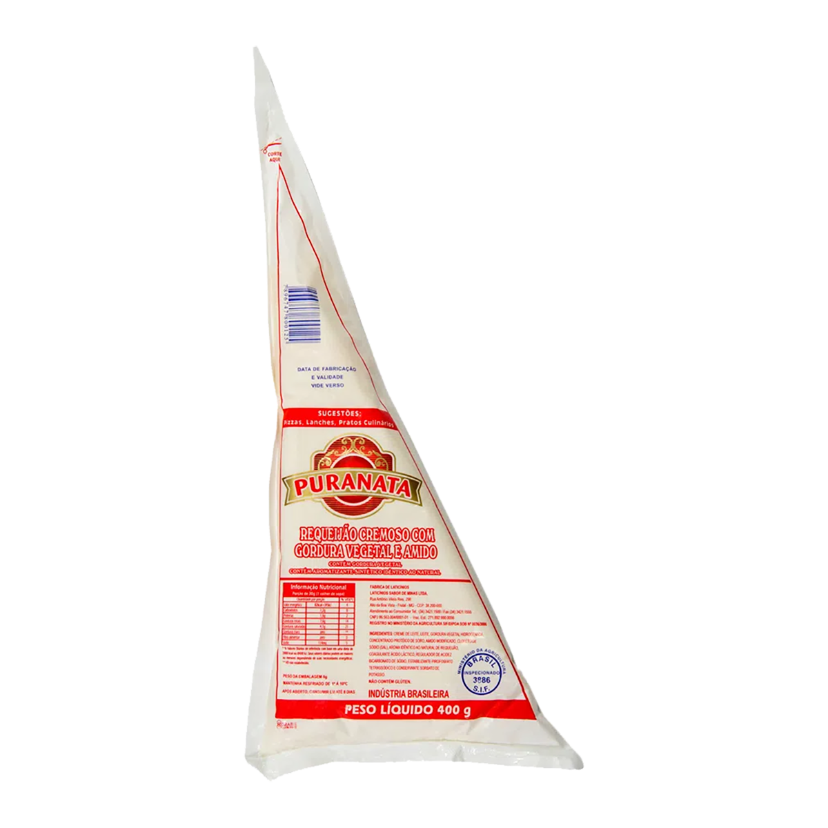 Requeij&atilde;o com Gordura Vegetal e Amido Puranata Bisnaga 400g