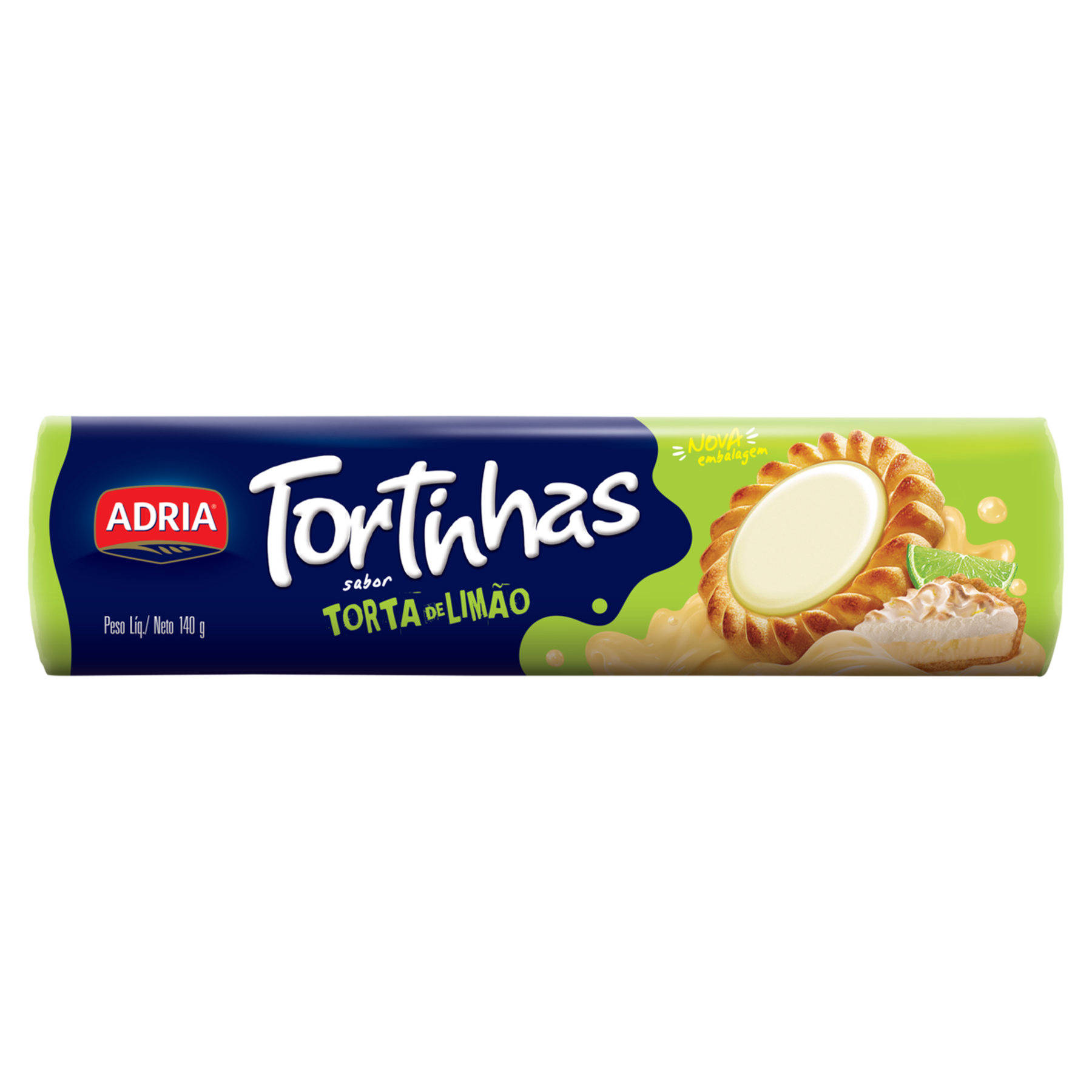 Biscoito Recheio Tortinhas Torta de Lim&atilde;o Adria Pacote 140g