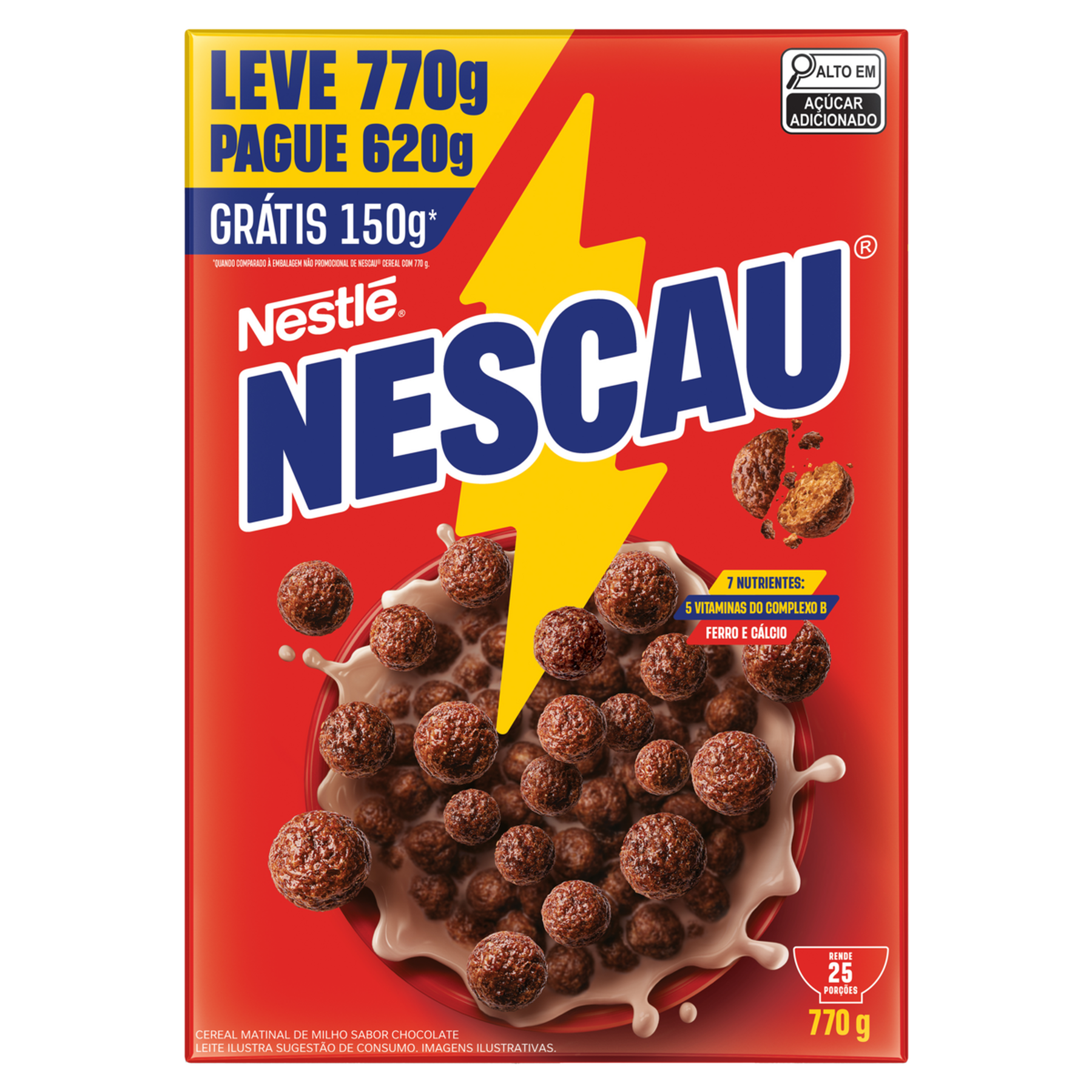 Cereal Matinal Chocolate Nescau Nestl&eacute; Caixa 770g - Embalagem Leve 770g Pague 620g