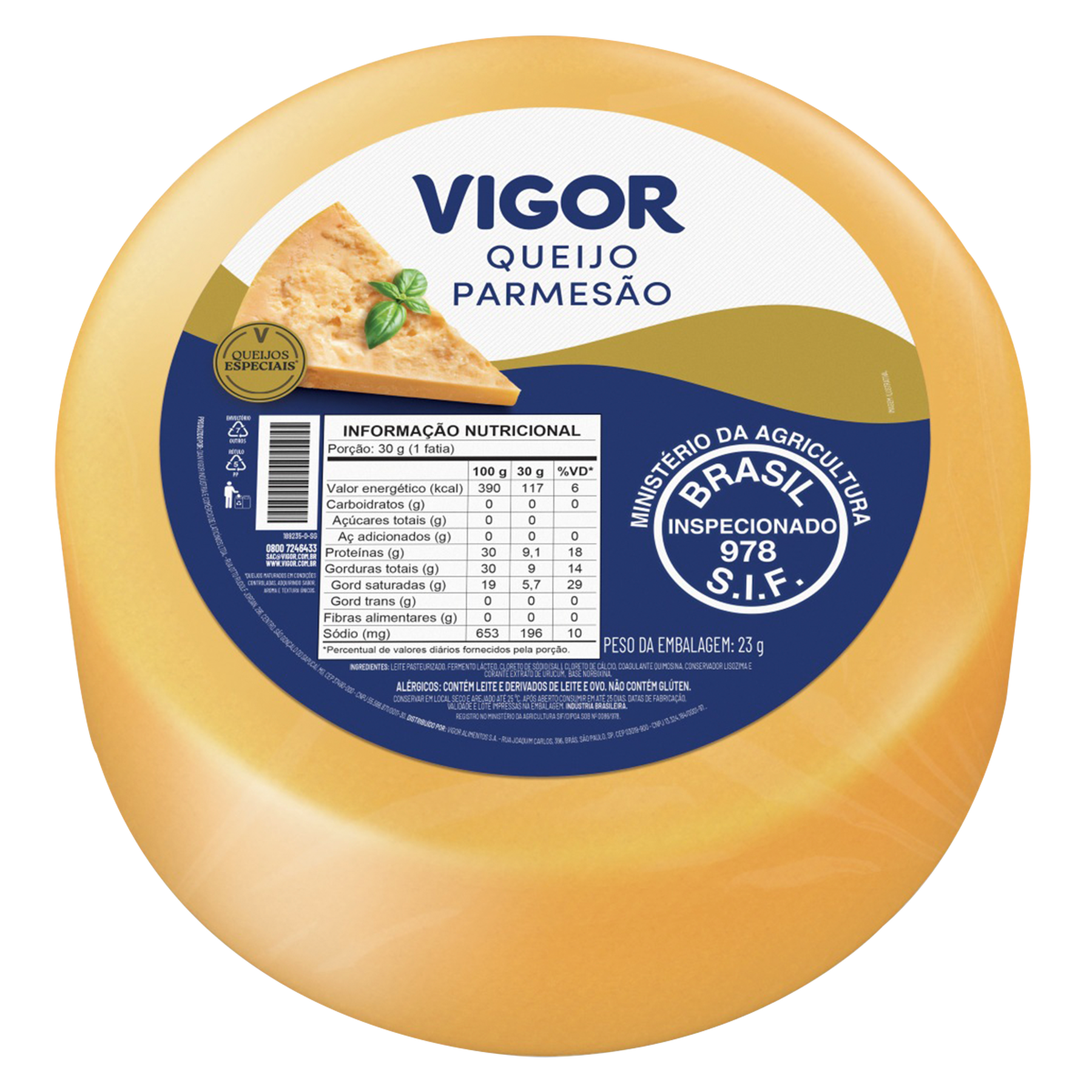 Queijo Parmes&atilde;o Peda&ccedil;o Vigor aprox. 250g