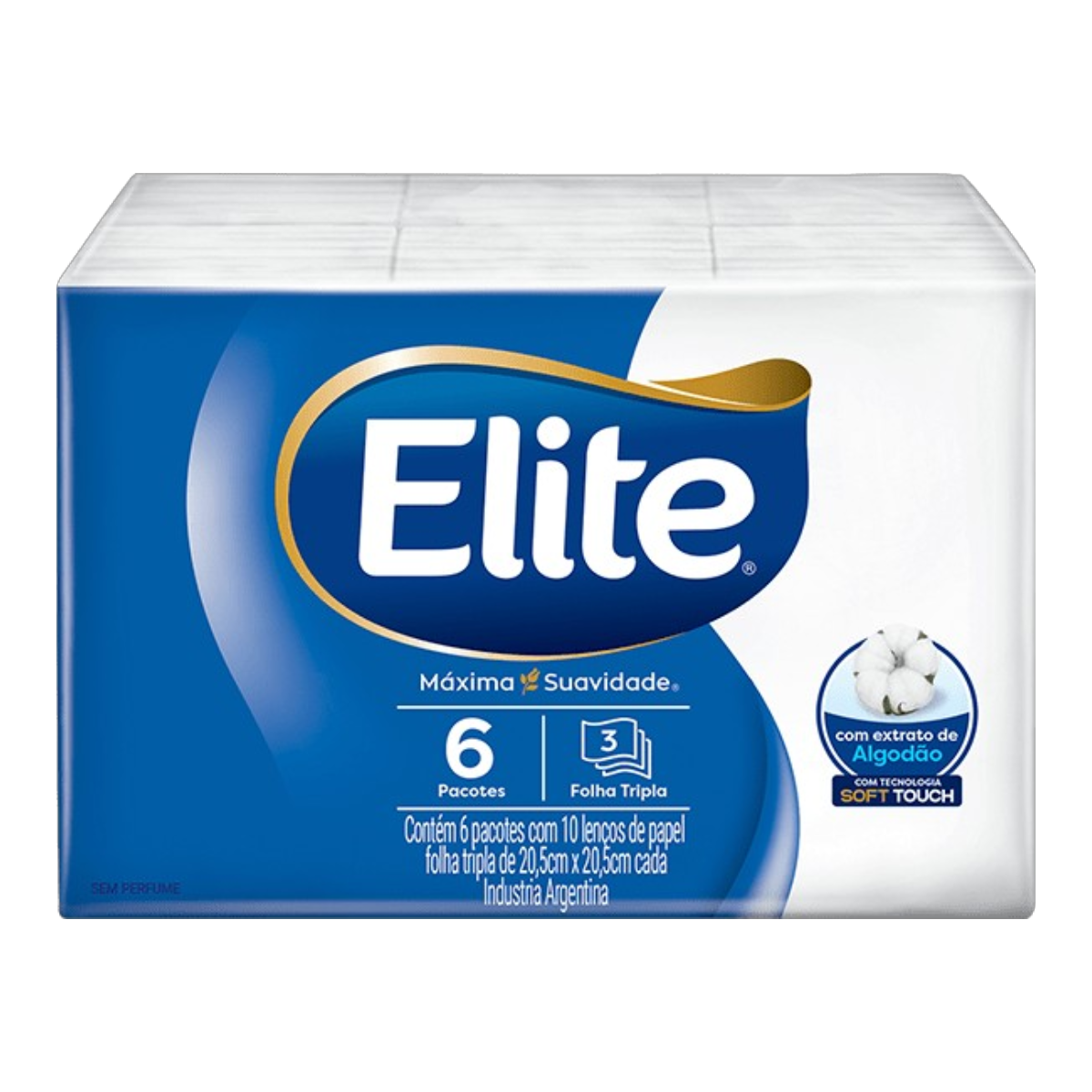 Len&ccedil;o de Papel Folha Tripla Elite 6 Pacotes com 10 Folhas