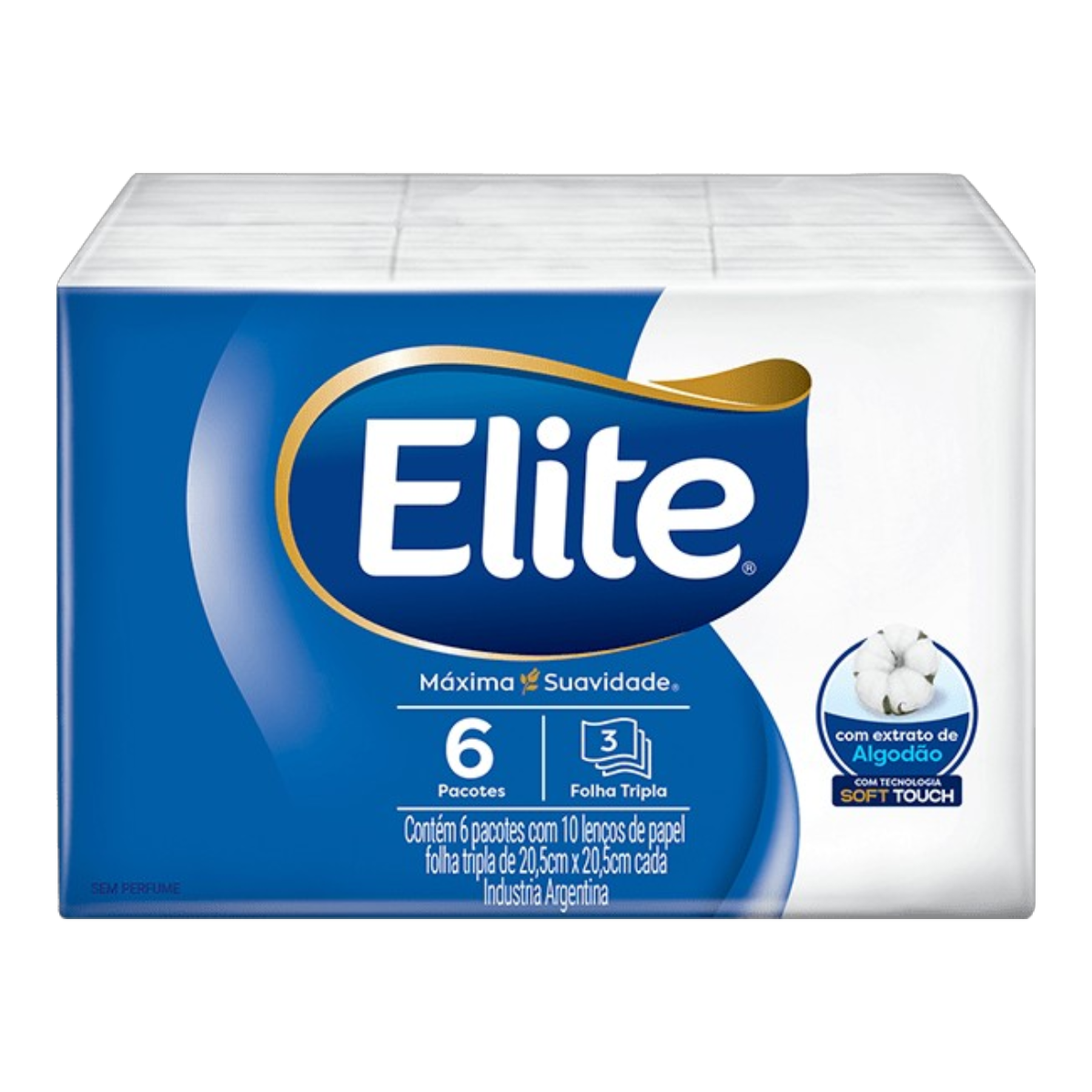 Len&ccedil;o de Papel Folha Tripla Elite 6 Pacotes com 10 Folhas