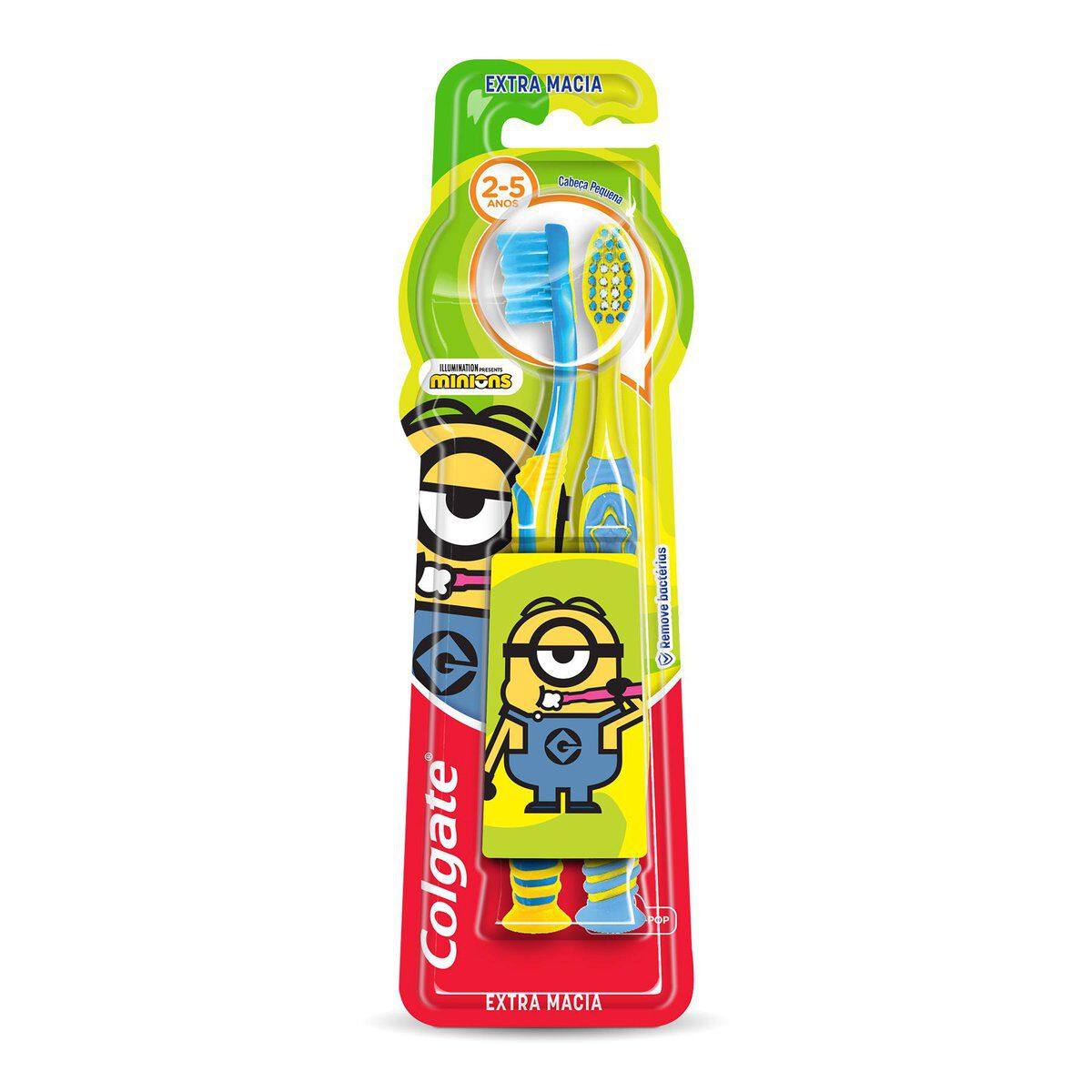 Escova Dental Infantil Extra Macia 2-5 anos Minions Colgate C/2 unidades