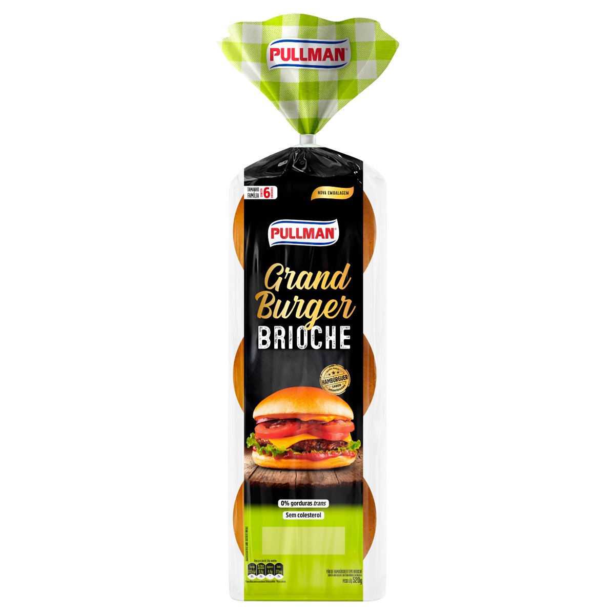 P&atilde;o para Hamb&uacute;rguer Brioche Pullman Grand Burger Pacote 520g Tamanho Fam&iacute;lia