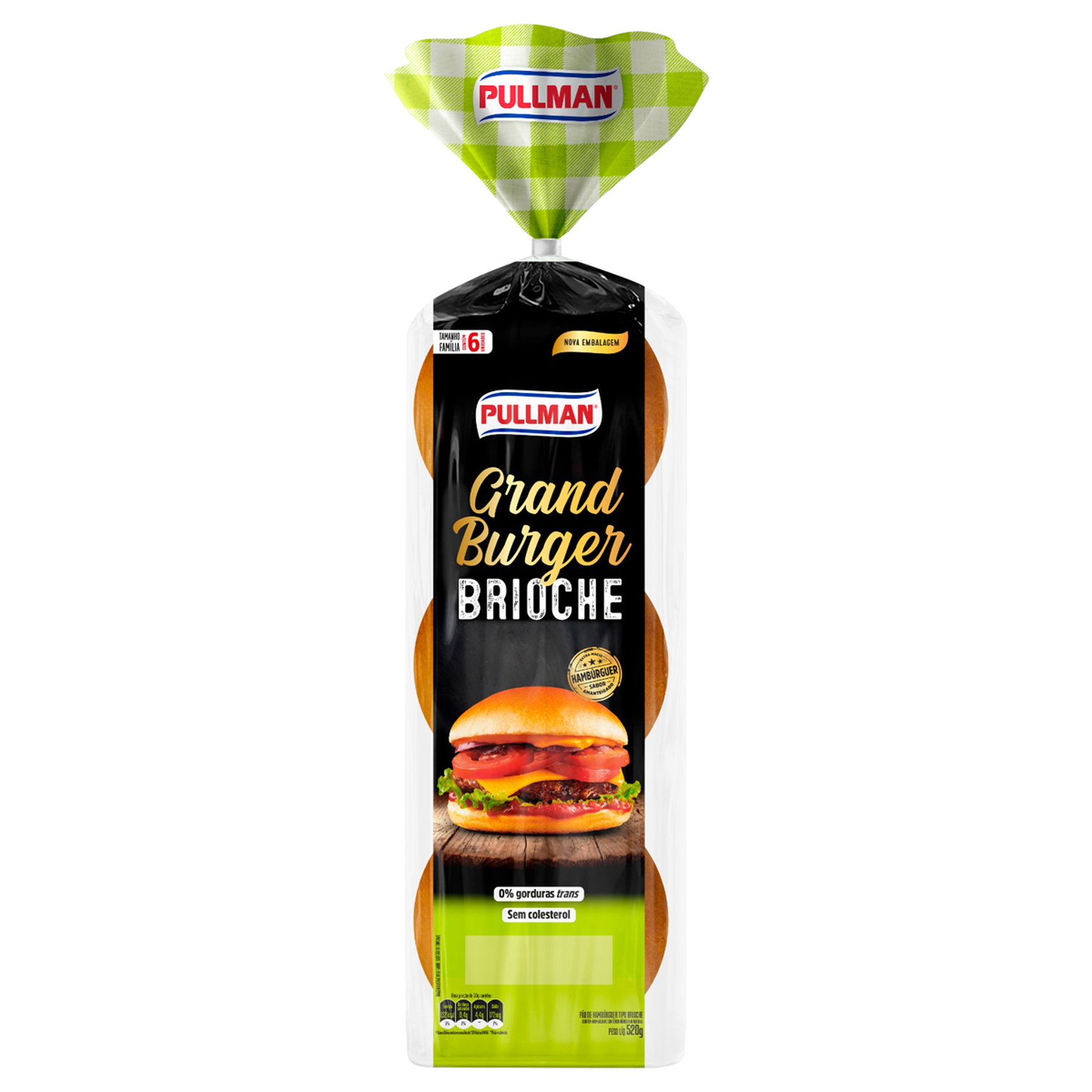 Pão para Hambúrguer Brioche Pullman Grand Burger Pacote 520g Tamanho Família