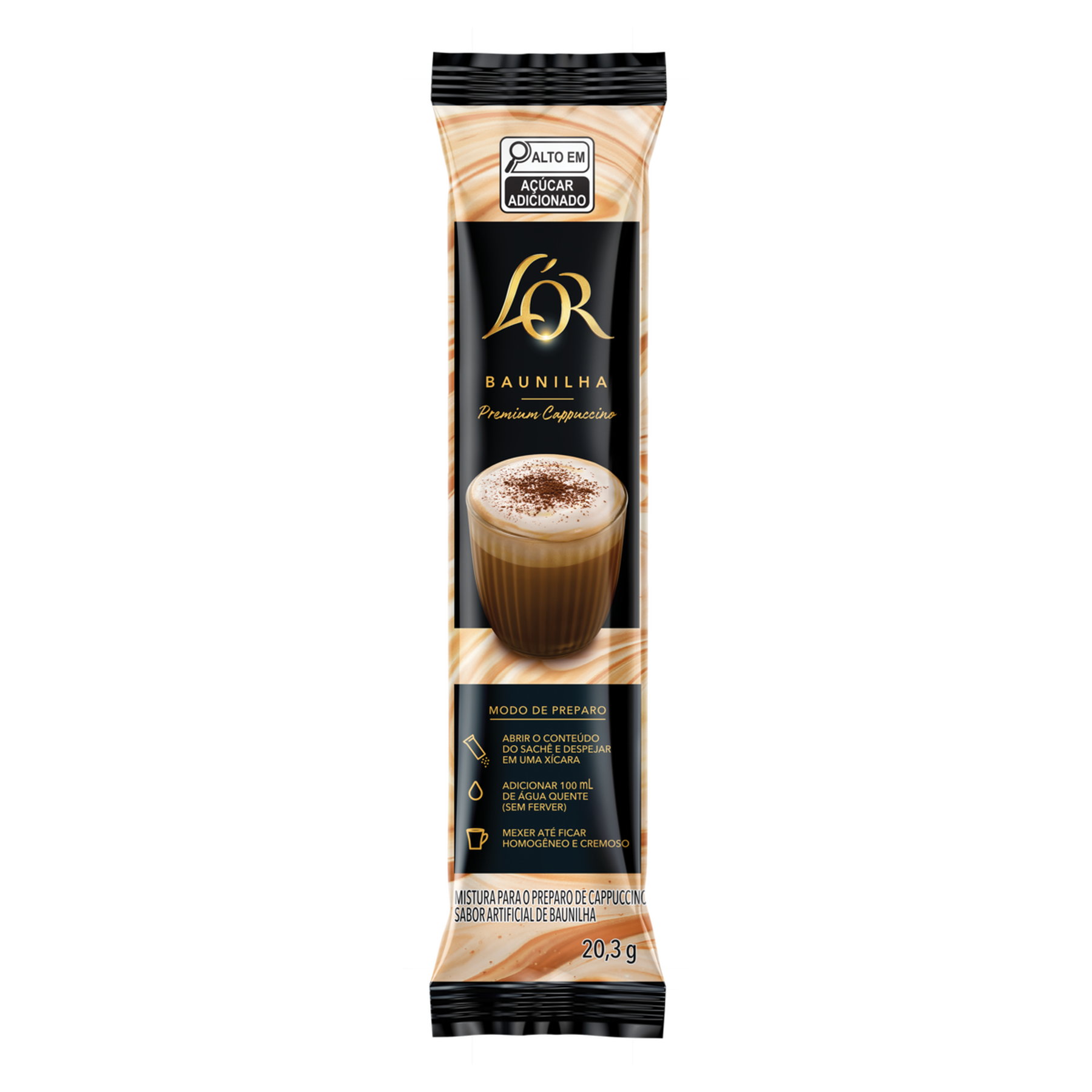 Cappuccino Solúvel Baunilha L'or Premium Pacote 20,3g