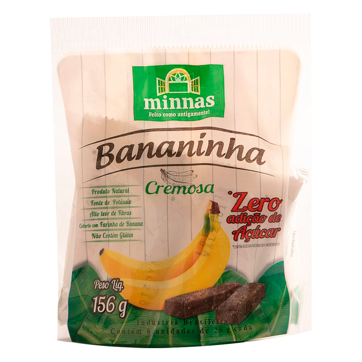Bananinha Cremosa Zero Adi&ccedil;&atilde;o de A&ccedil;&uacute;car Minnas Pacote 156g C/6 Unidades