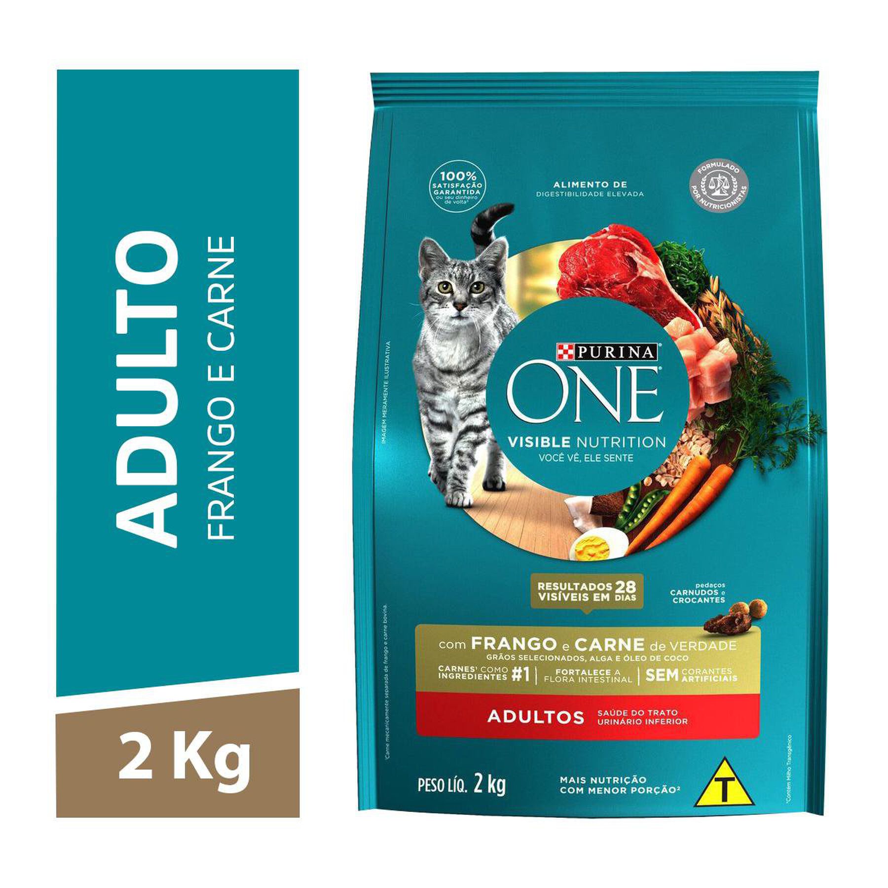 Alimento para Gatos Adultos Frango e Carne Purina One Visible Nutrition Pacote 2kg&nbsp;