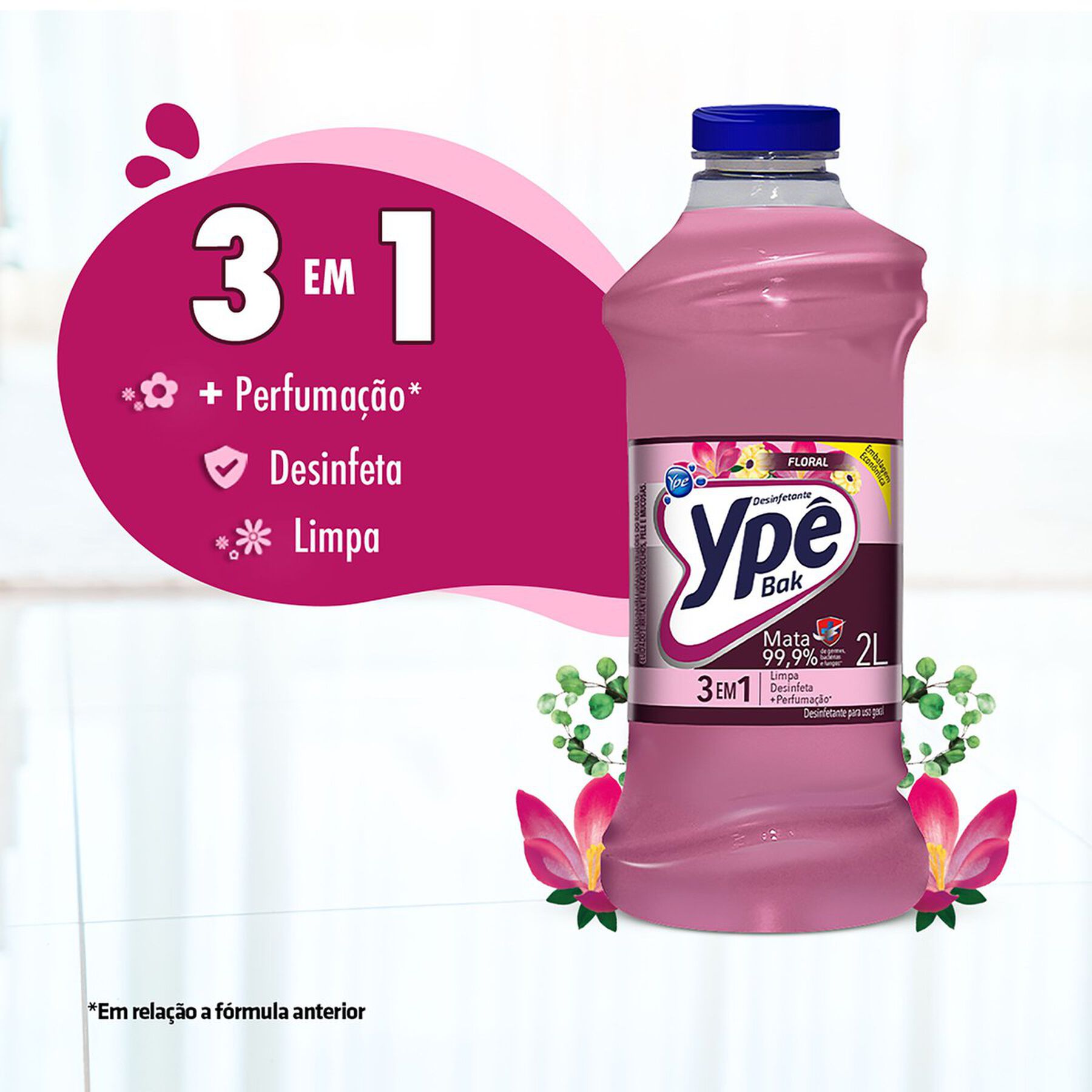 Desinfetante Uso Geral Floral Ypê Bak Frasco 2l