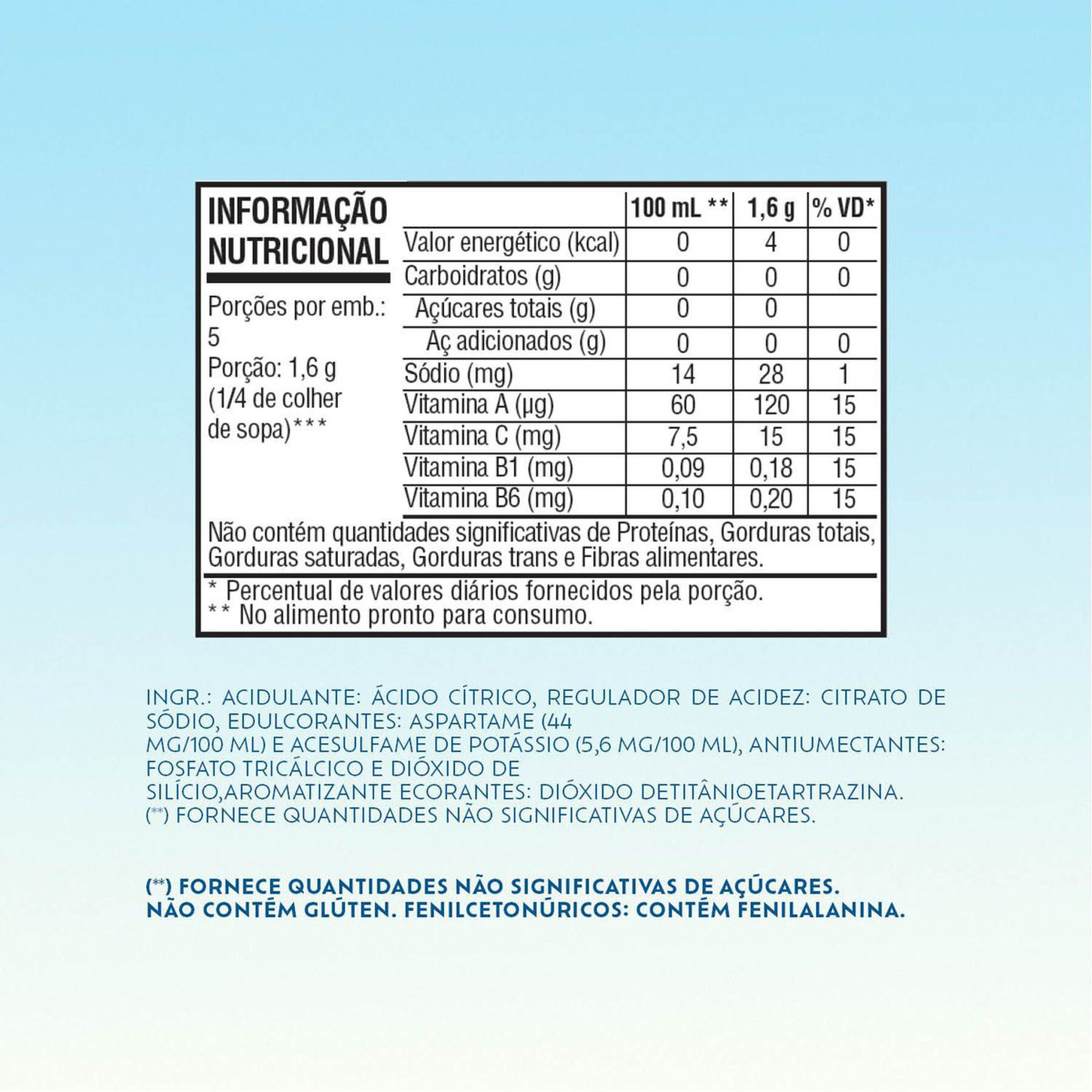 Refresco em Pó Limonada Zero Açúcar Clight Pacote 8g