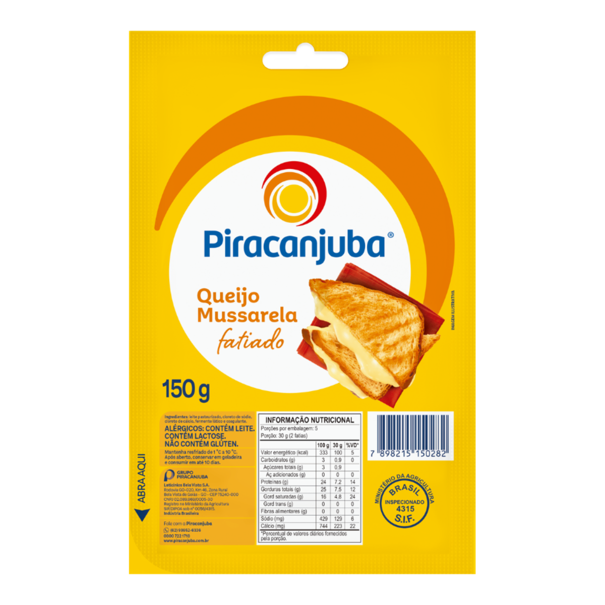 Queijo Mussarela Fatiado Piracanjuba 150g