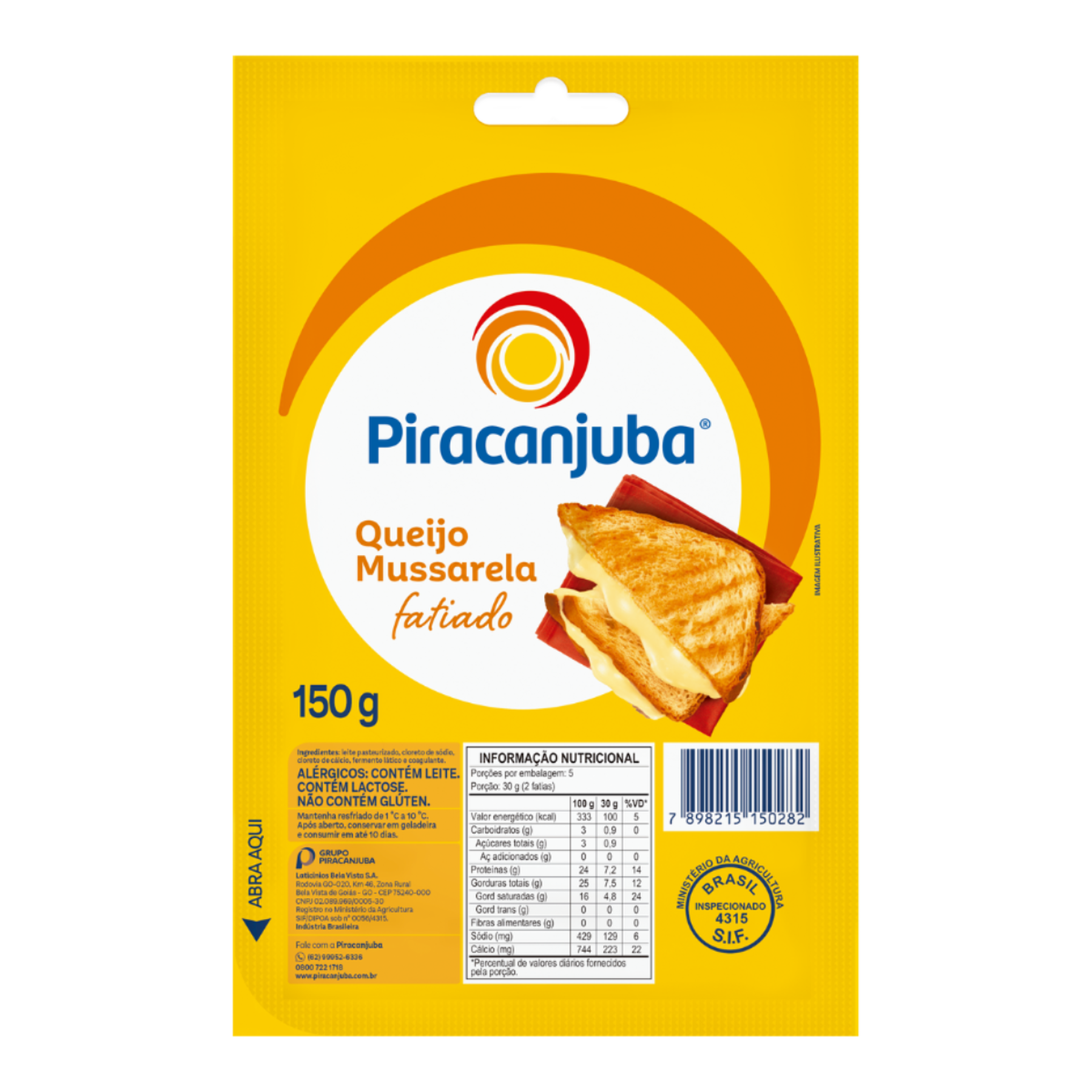 Queijo Mussarela Fatiado Piracanjuba 150g