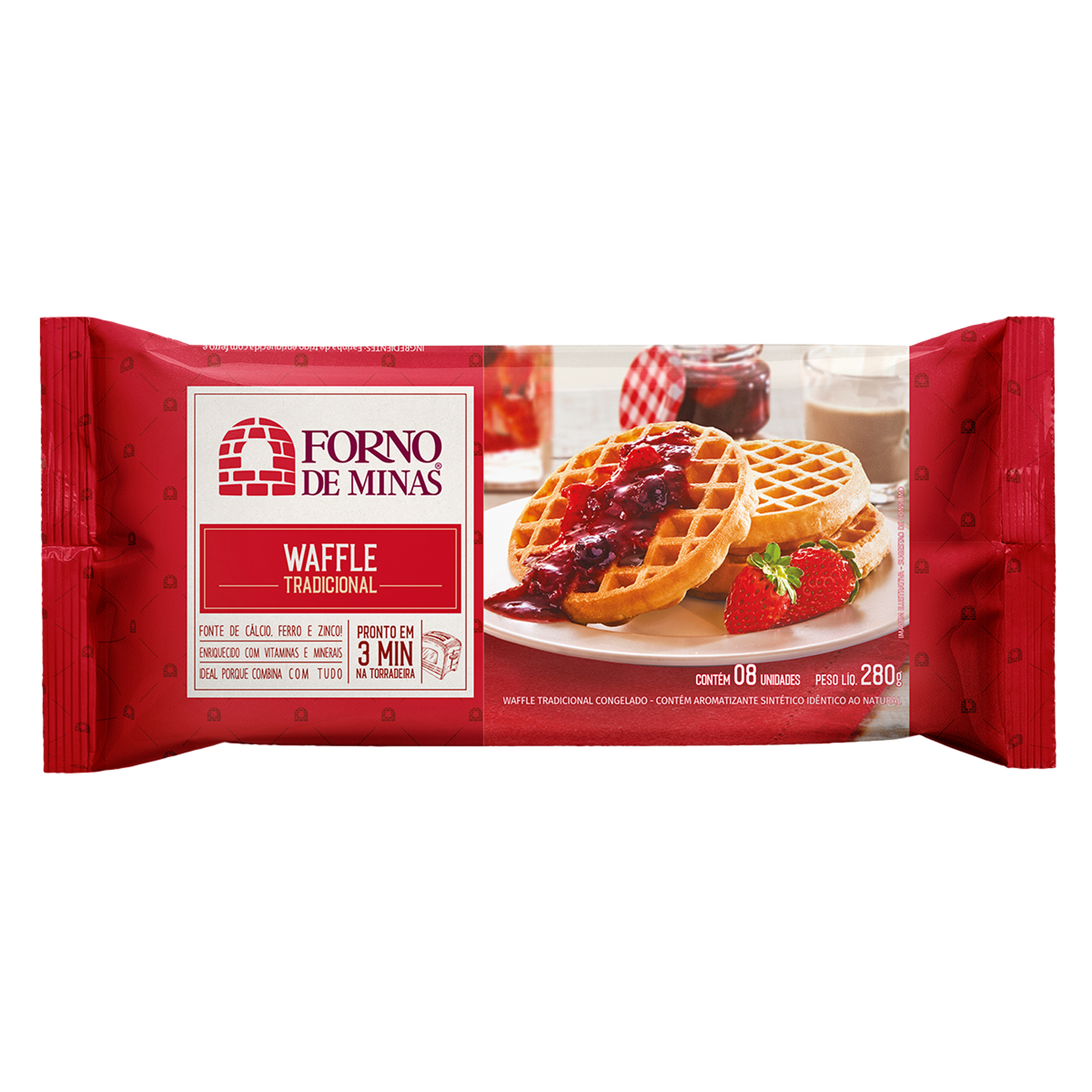Waffle Congelado Tradicional Forno de Minas Pacote 280g C/8 Unidades