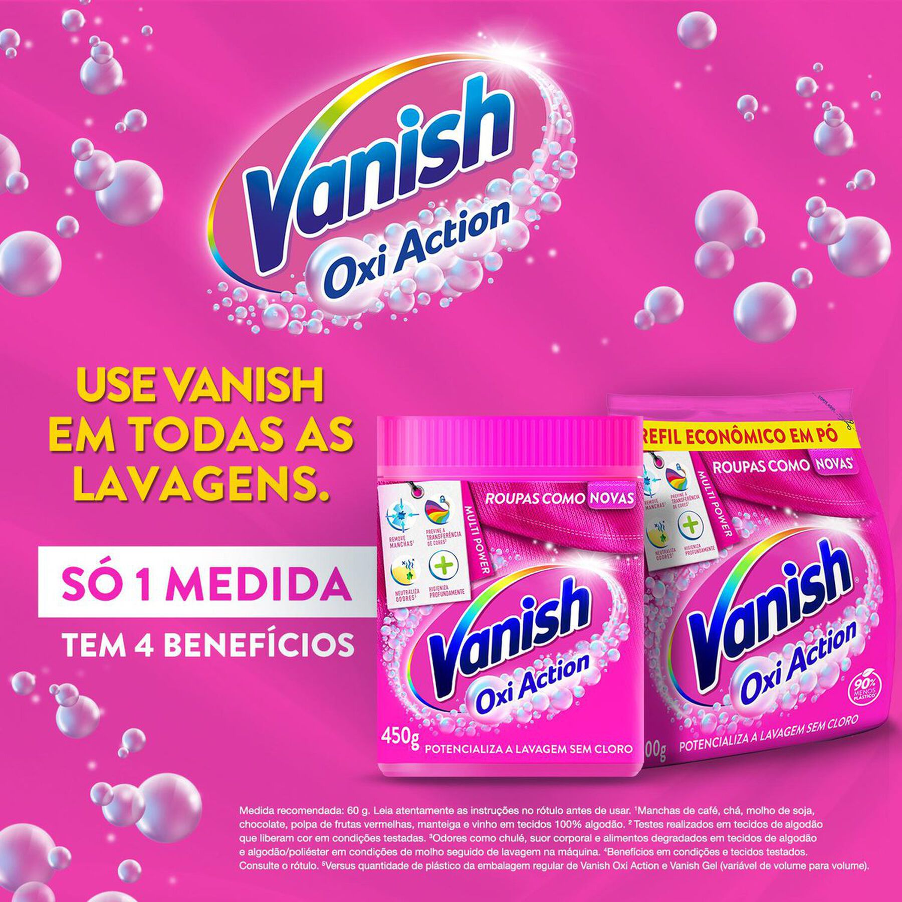 Tira-Manchas em Pó Vanish Oxi Action Pacote 1kg Refil Econômico