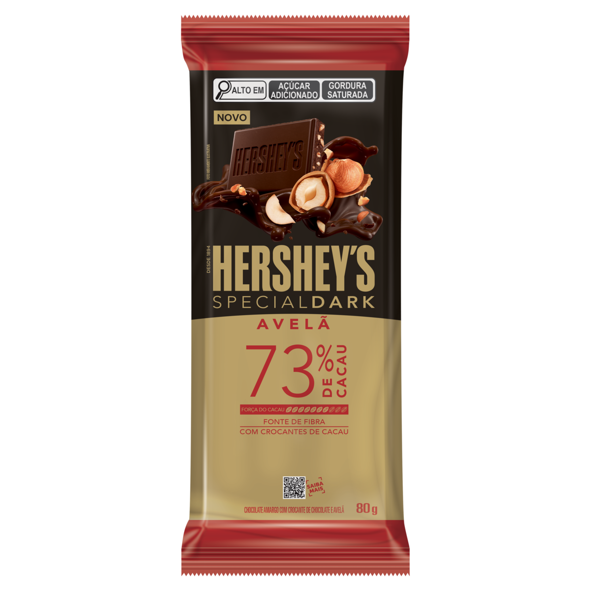 Chocolate Amargo 73% Cacau Avel&atilde; Special Dark Hershey's Pacote 80g