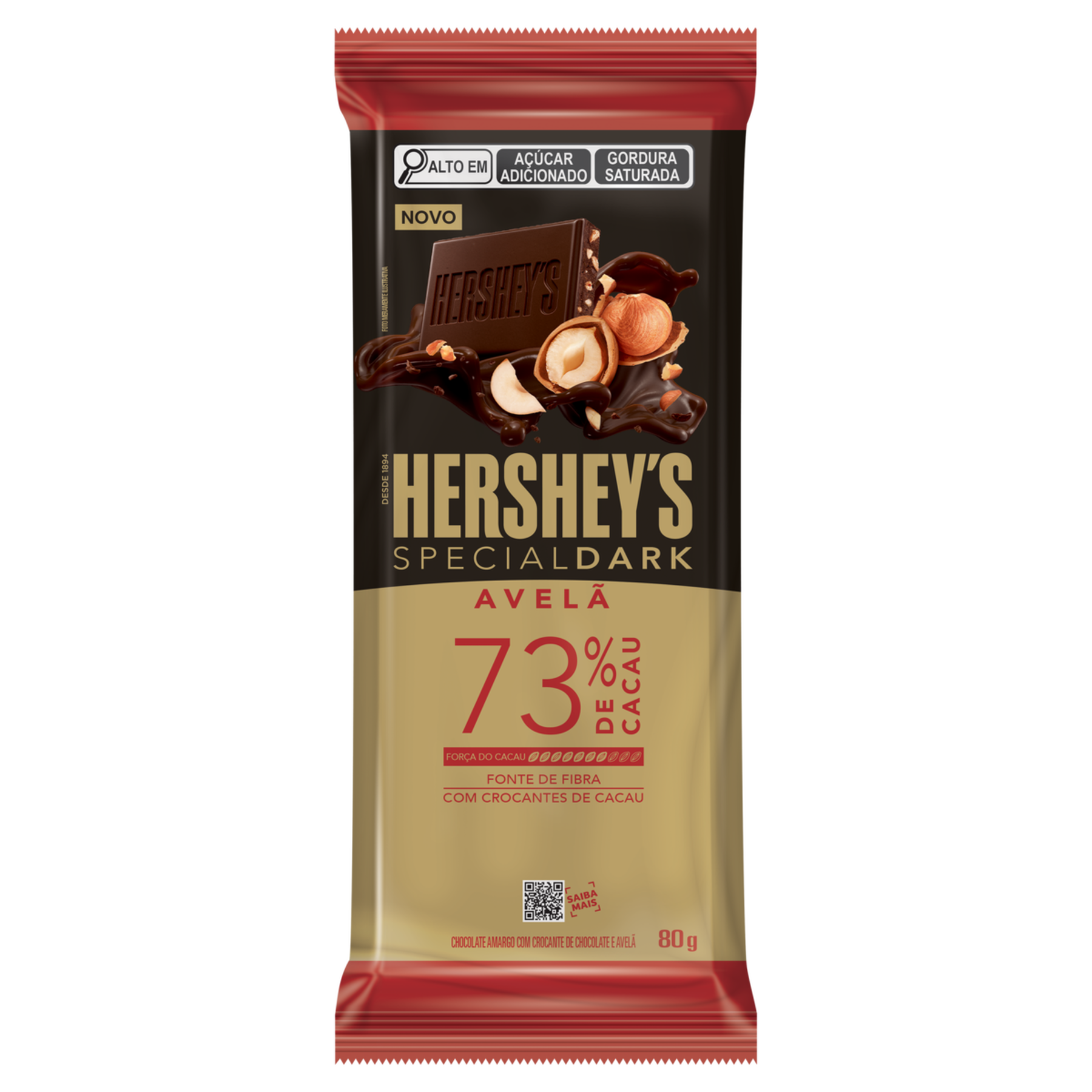 Chocolate Amargo 73% Cacau Avel&atilde; Special Dark Hershey's Pacote 80g