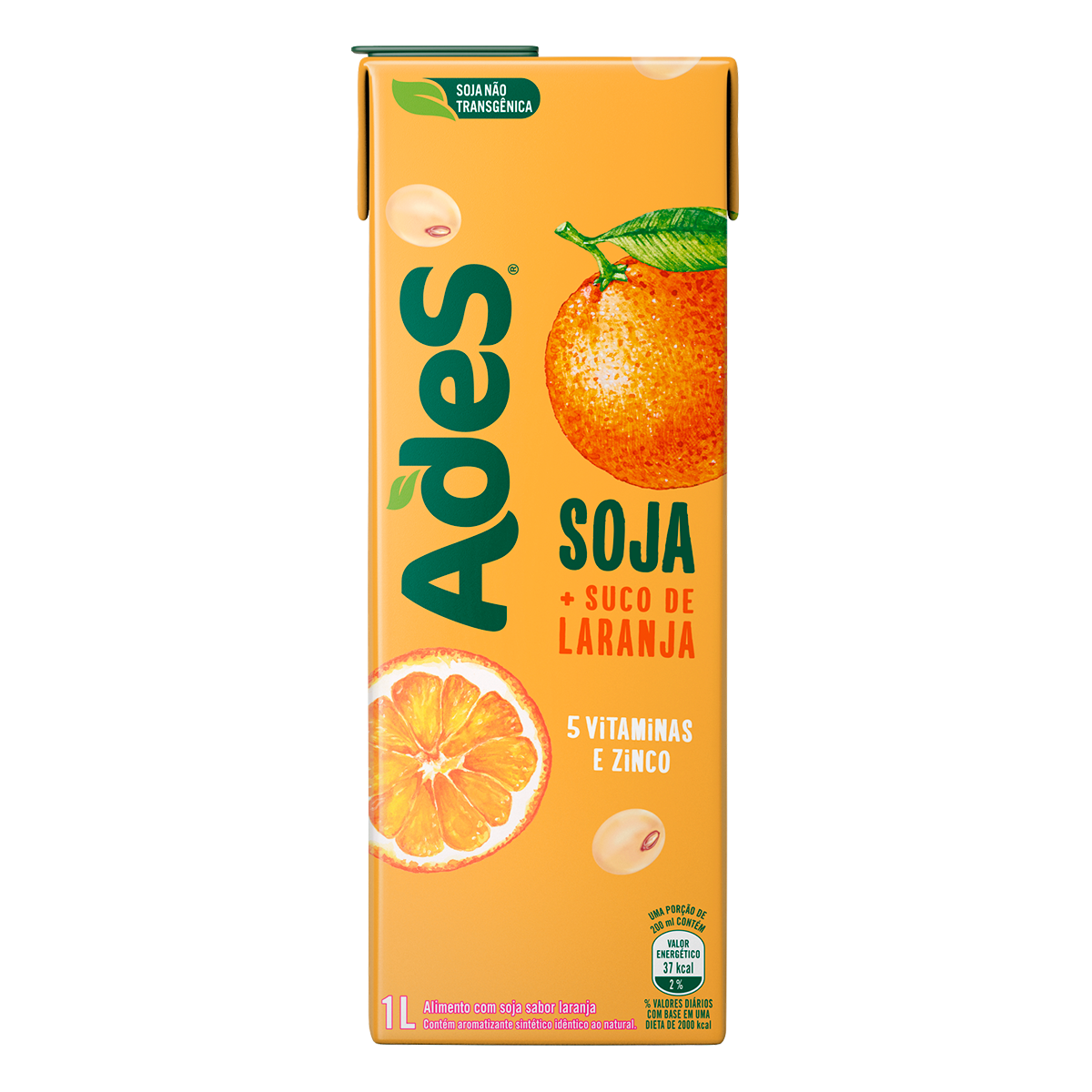 Bebida &agrave; Base de Soja Laranja Ades Caixa 1l