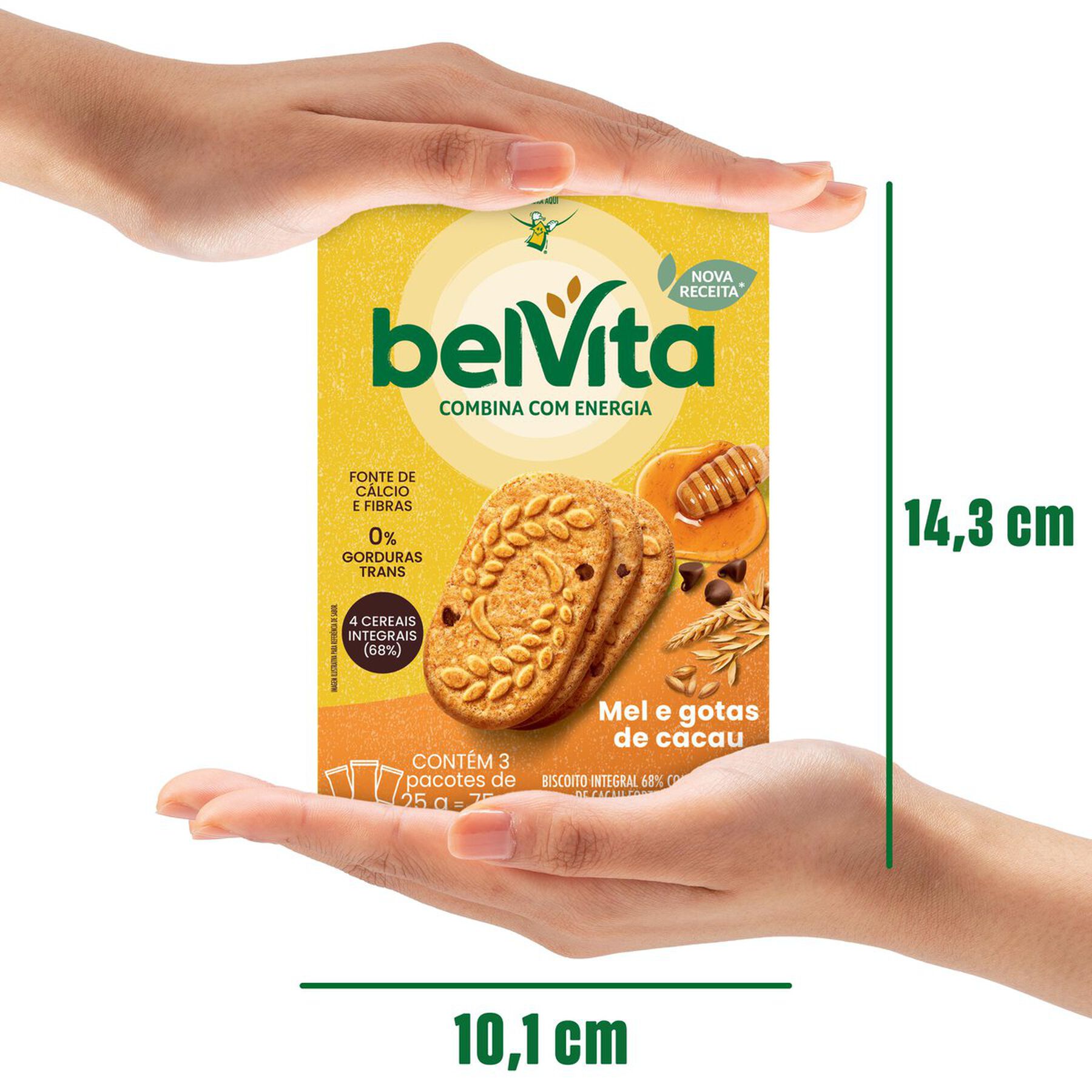 Biscoito Integral Mel & Cacau Belvita Caixa 75g 3 Unidades