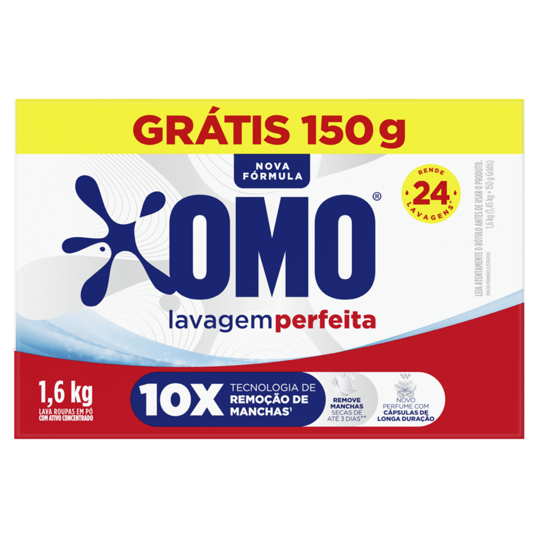 Sabão em Pó Omo Lavagem Perfeita Caixa 1,6kg Grátis 150g