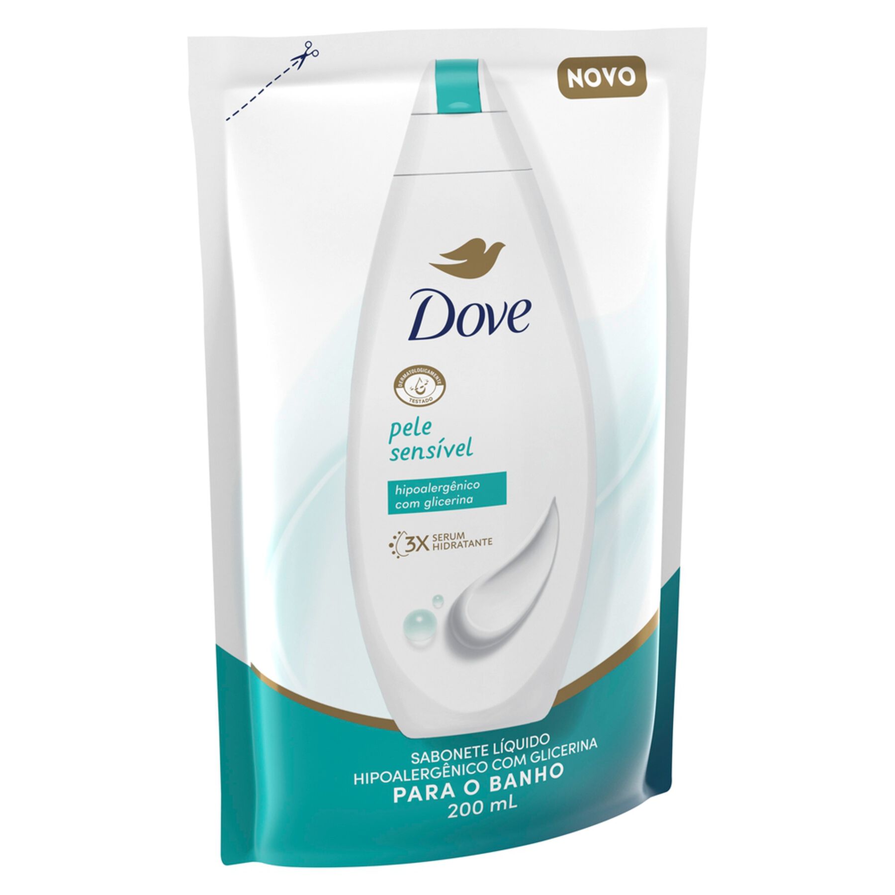 Sabonete Líquido Pele Sensível Dove Sachê 200ml Refil