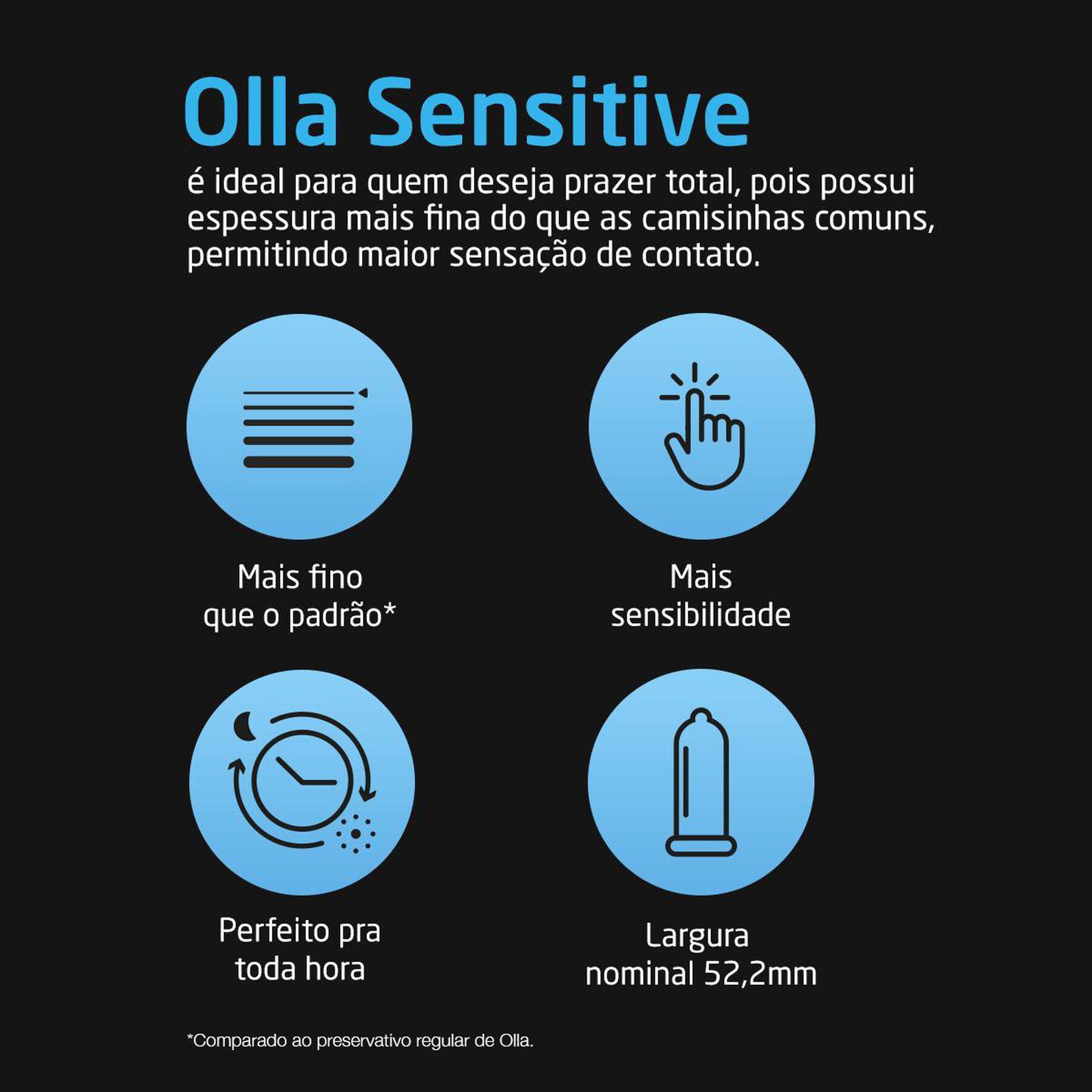 Preservativo Lubrificado Olla Sensitive Com 3